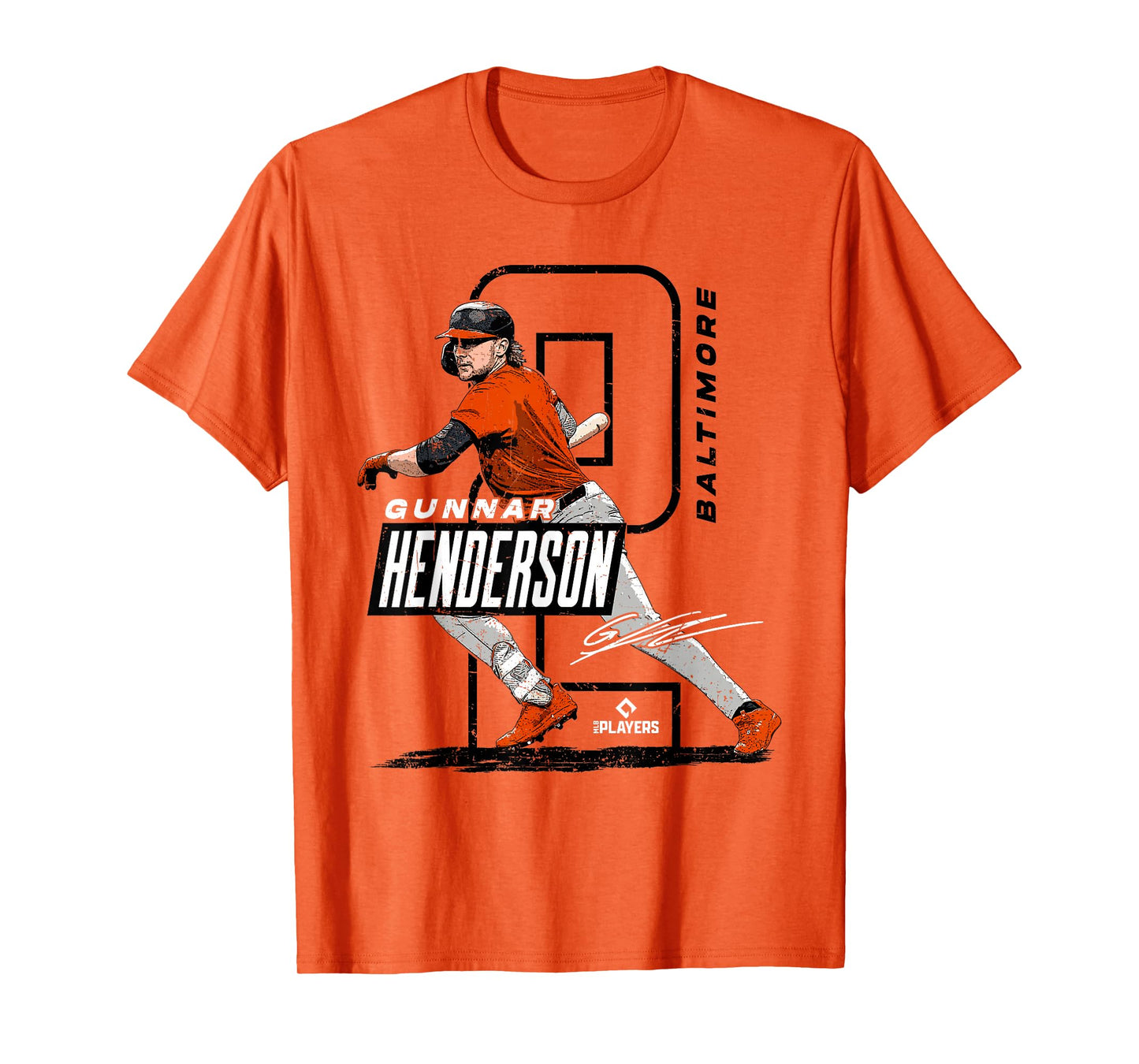 License Champs | Gunnar Henderson Baltimore MLBPA T-Shirt - Orange, Small