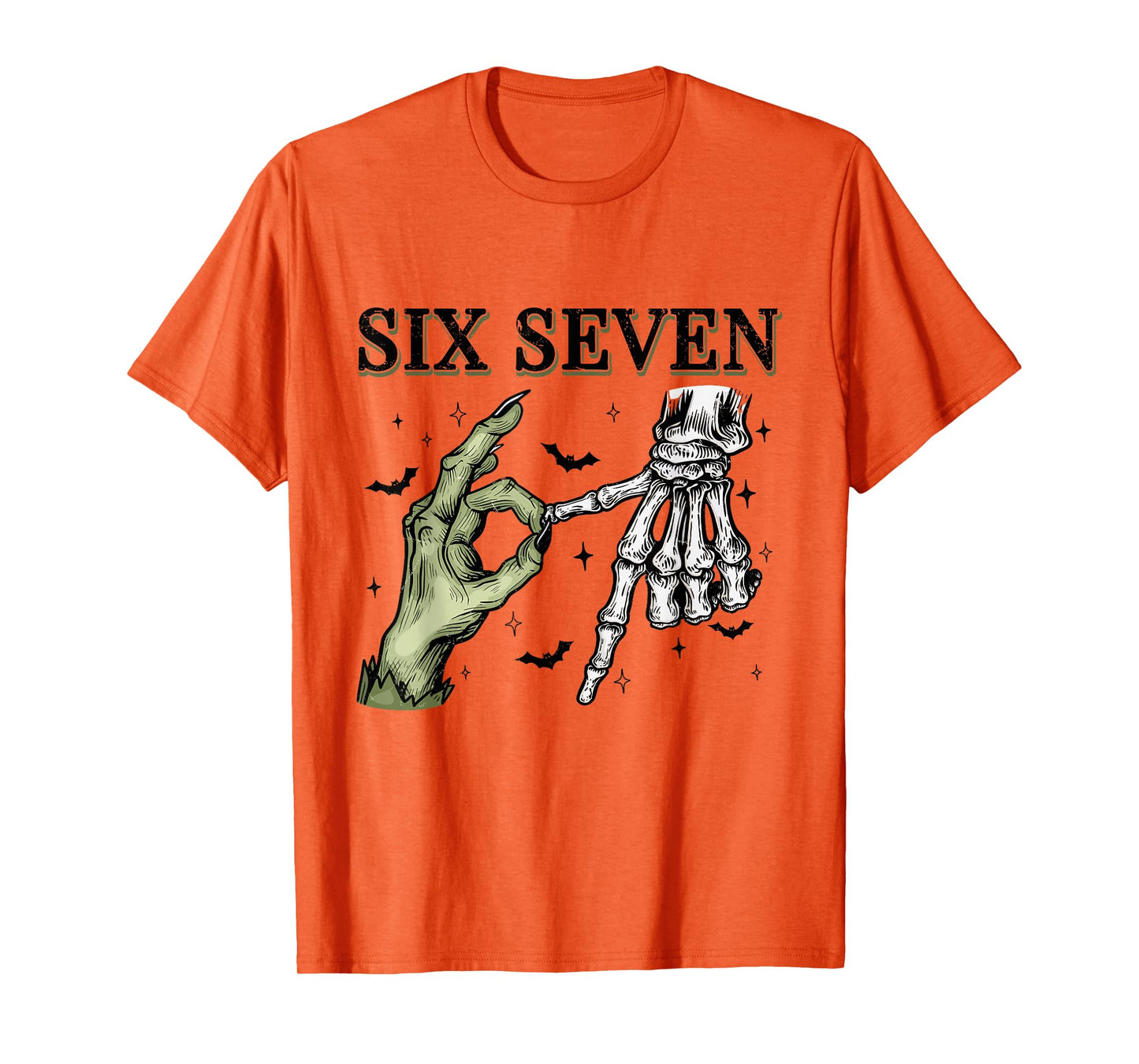 67 Six Seven Brainrot Halloween Witch Skeleton Phrase Meme T-Shirt