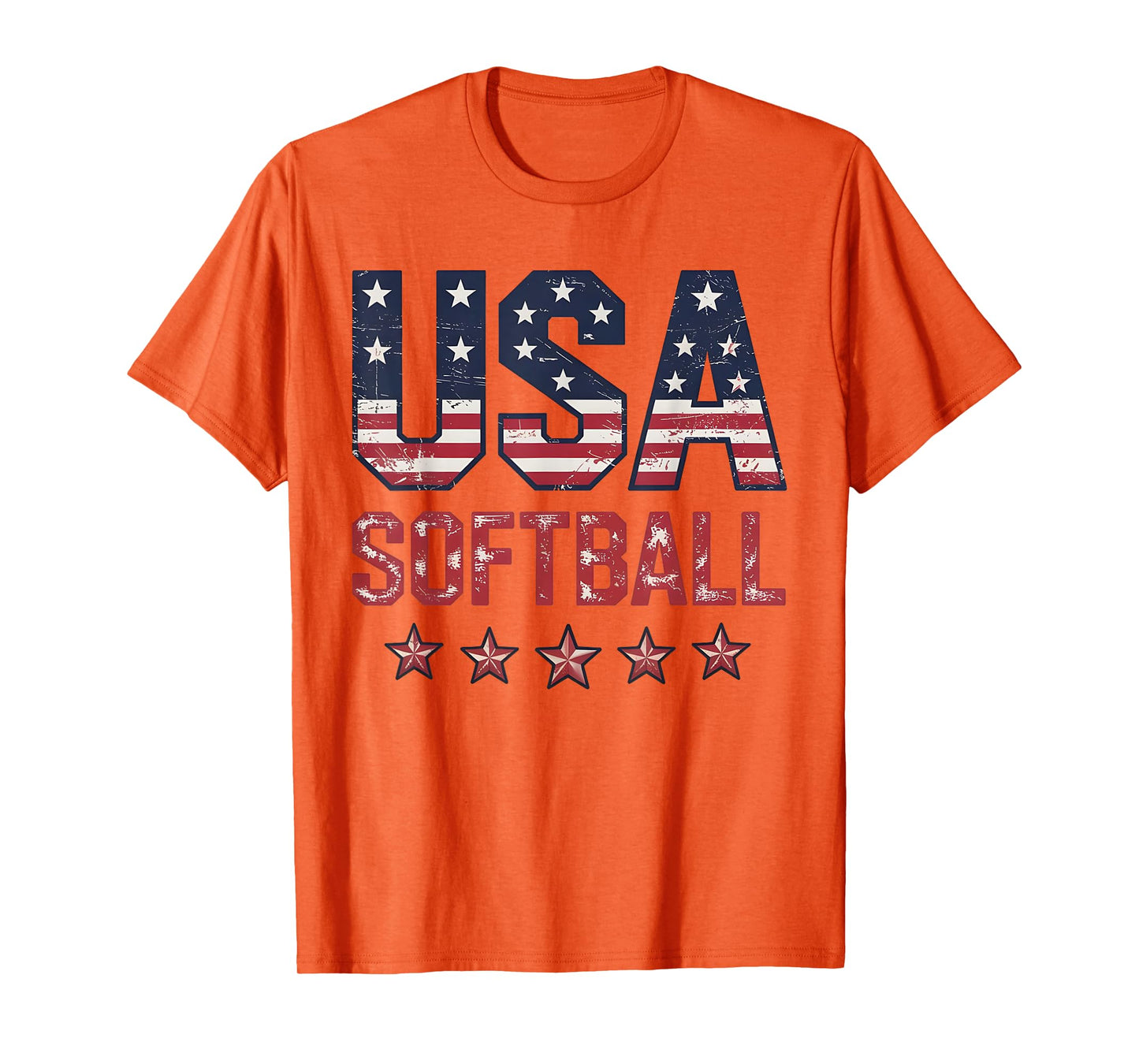 Softball USA American Flag Women Men Patriotic Softball Fan T-Shirt