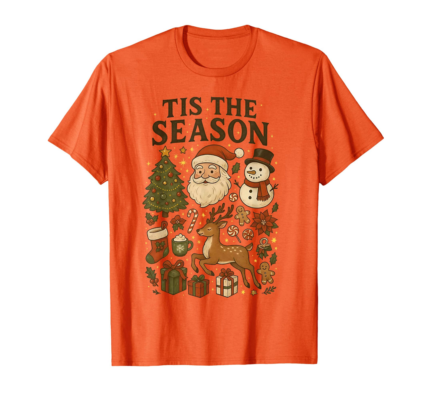 ‘Tis The Season Vintage Christmas Cute Icons Holiday Graphic T-Shirt