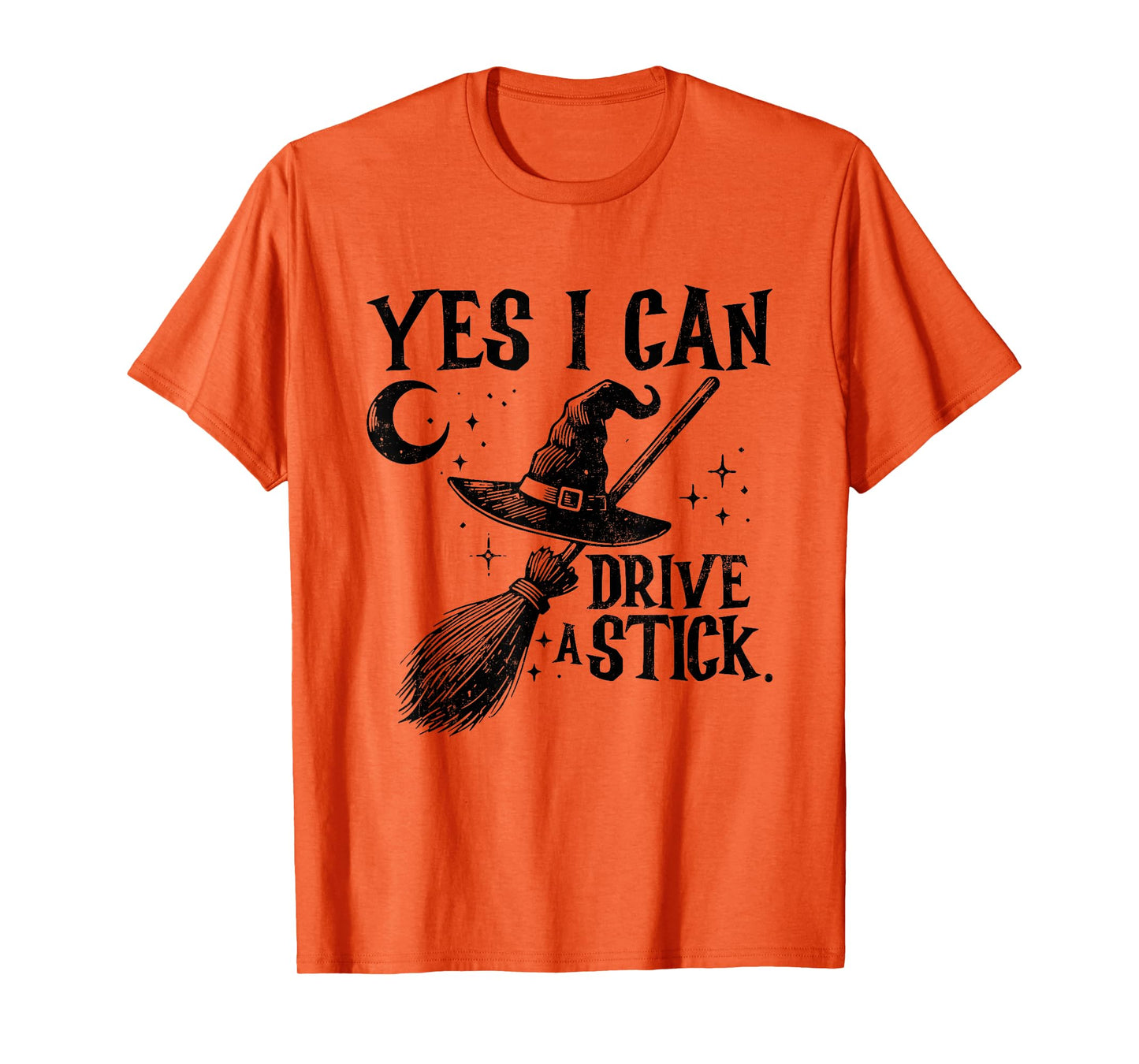 Yes I Can Drive A Stick Spooky Witch Funny Halloween T-Shirt