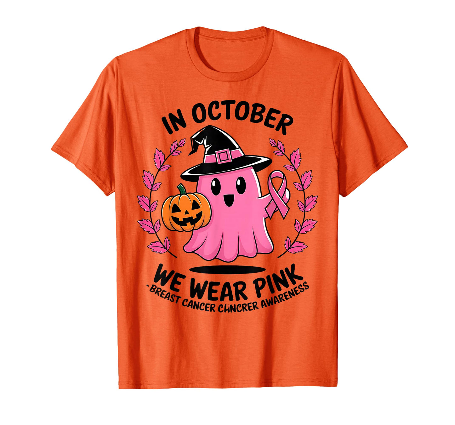 Breast Cancer Awareness Halloween Wear Pink Print Kids Men T-Shirt