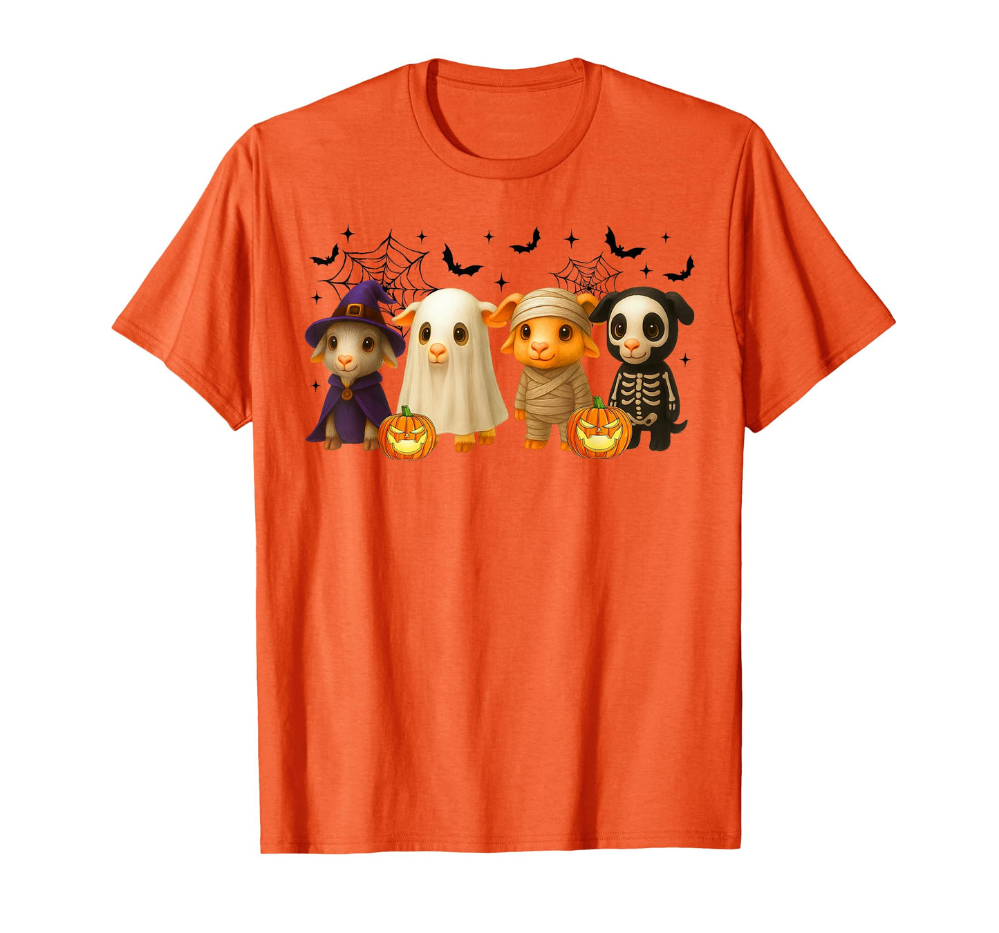 Goats in Witch Skeleton Ghost Costume Happy Halloween Day T-Shirt
