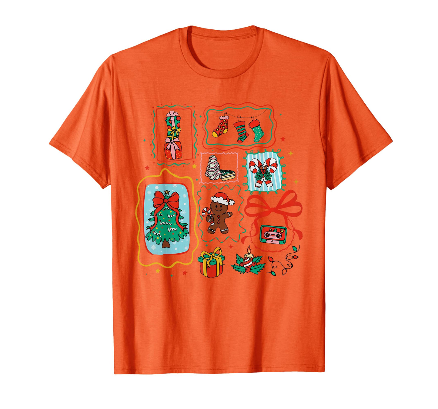 Cute Coquette Bow Christmas Santa Snowman Vintage Merry Xmas T-Shirt