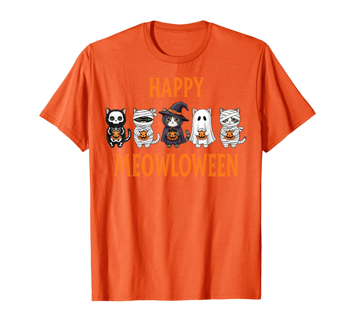 Happy Halloween Black Cat Witch Meowloween Pumpkin T-Shirt