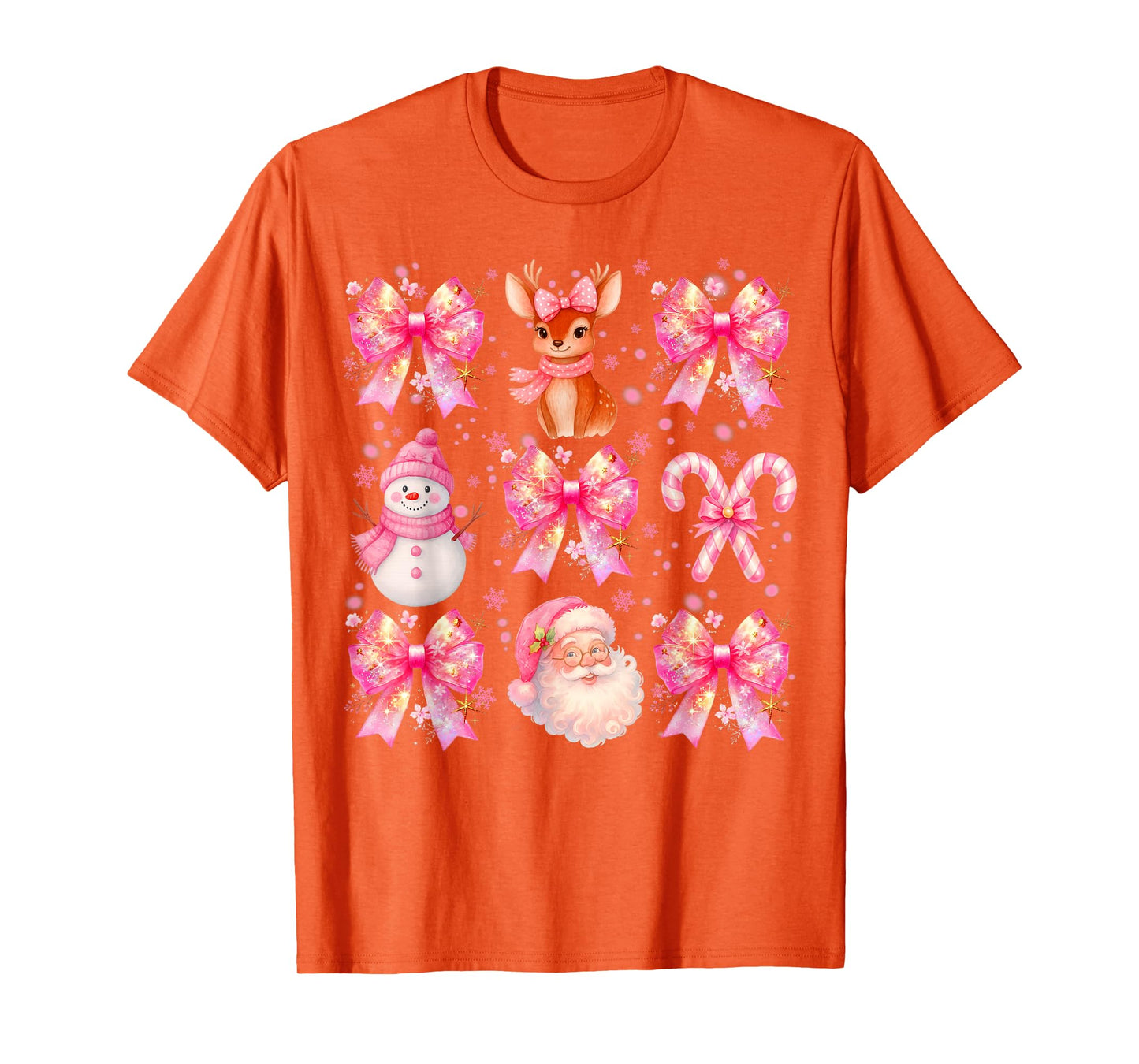Cute Pink Santa Snowman Reindeer Christmas Xmas Girl T-Shirt