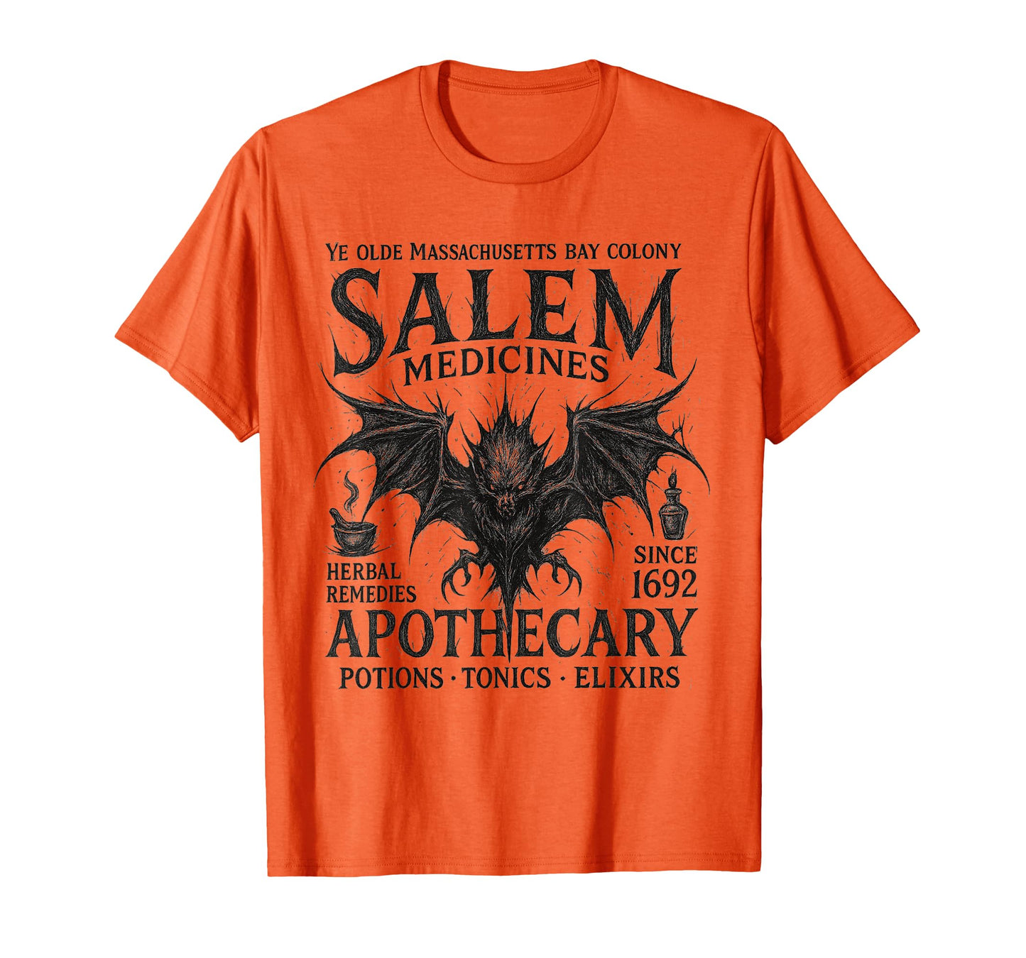 Salem Apothecary Bat Potions Vintage Halloween Gothic T-Shirt