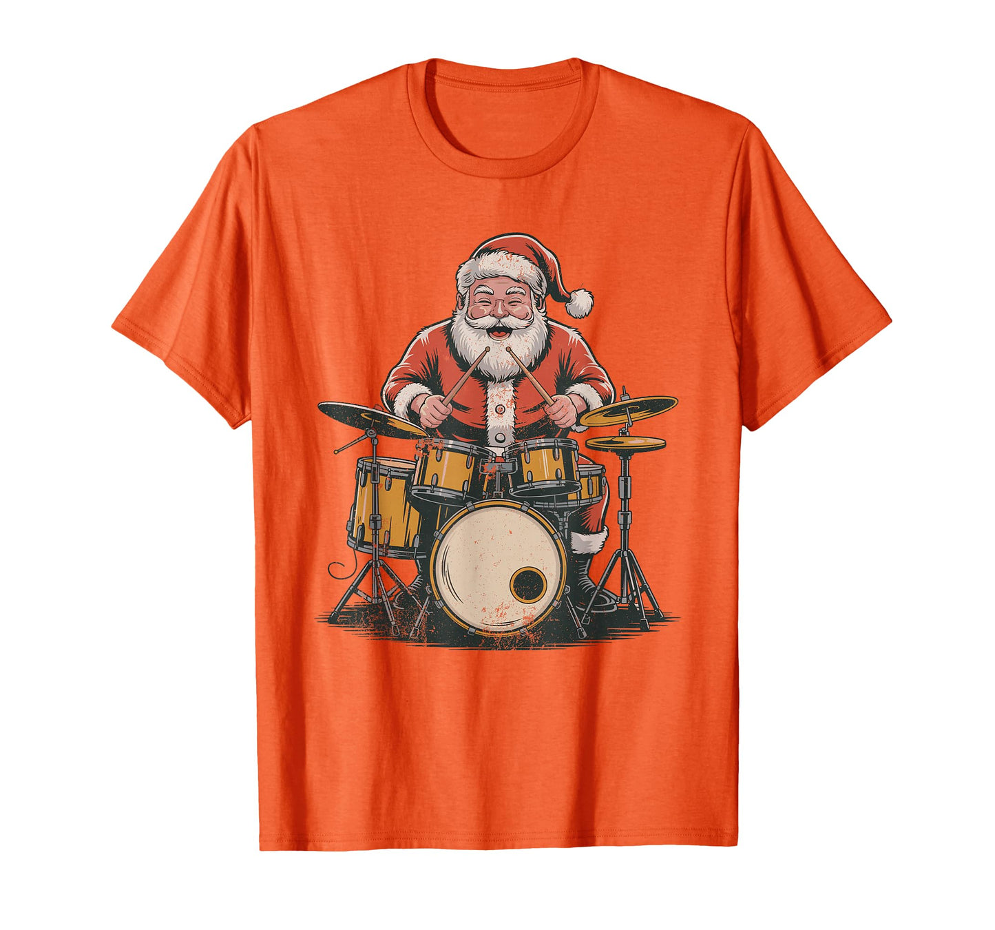 Vintage Santa Drumming Drummer Retro 90s Chrismas Holiday T-Shirt