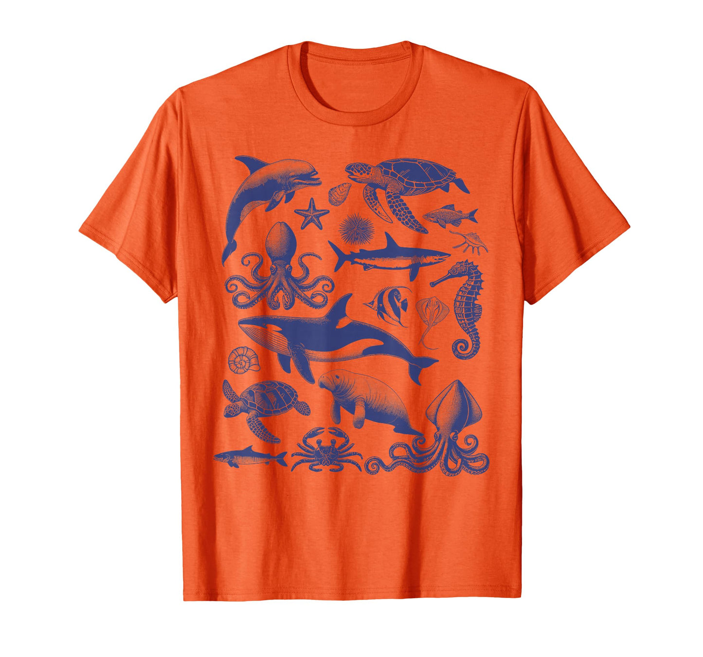 Ocean Wildlife Vintage Shark Turtle Octopus Graphic T-Shirt