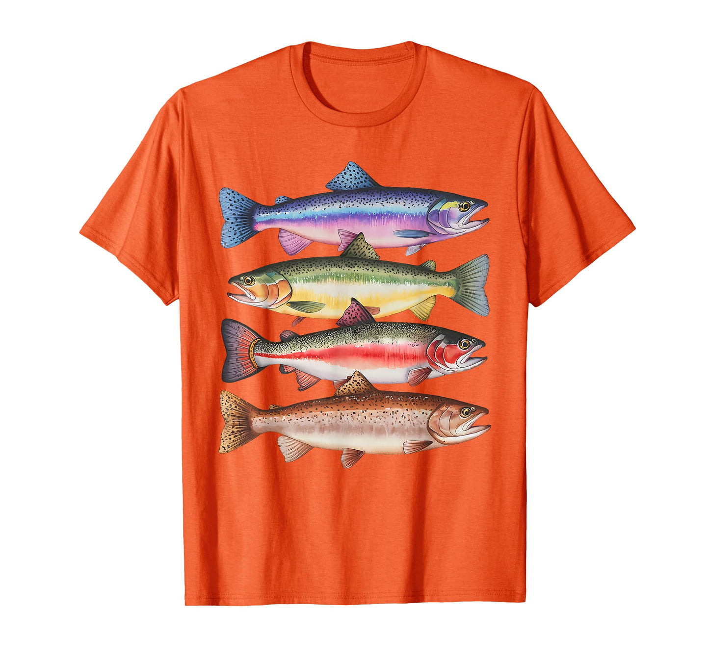 Abstract Colorful Trout In A Row For Fishing Lovers Men Kids T-Shirt