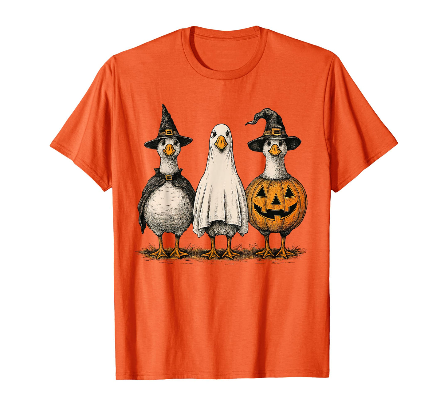 Funny Silly Goose Halloween Ghost Pumpkin Witch T-Shirt