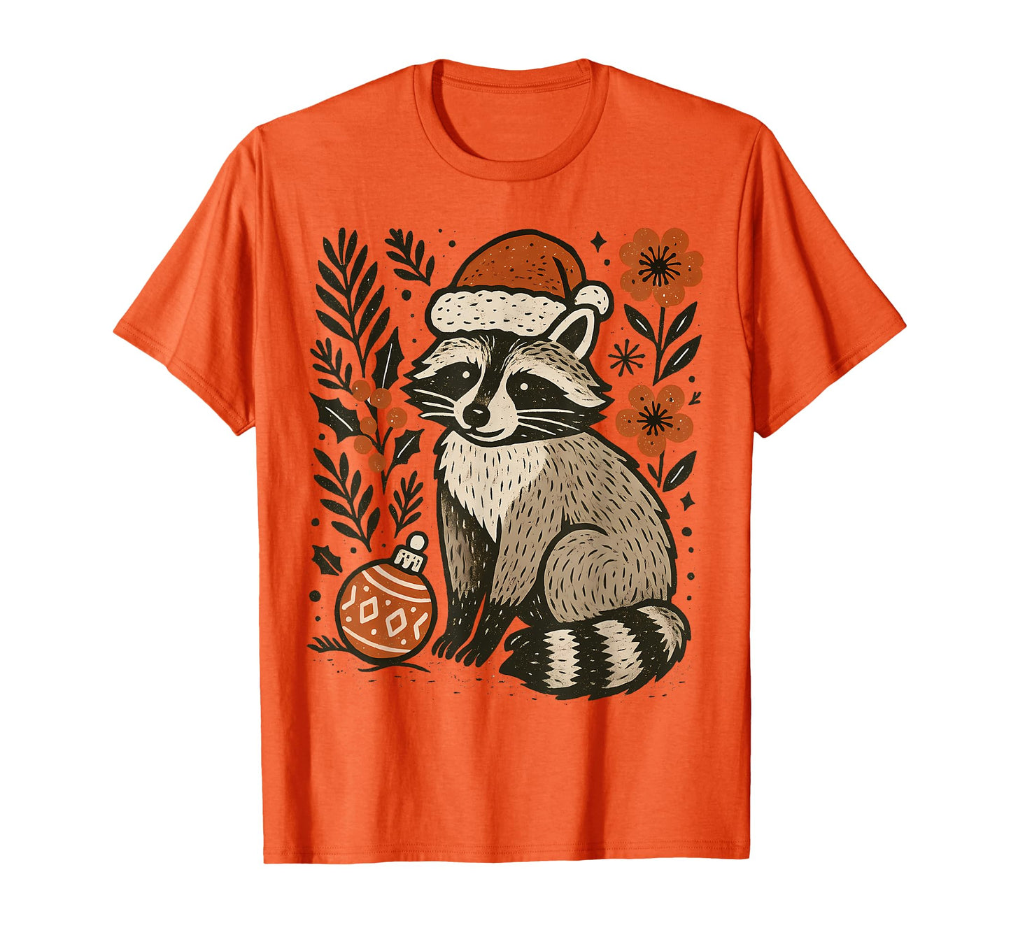 Christmas Raccoon Boho Feral Girls Boys Kids Santa Hat Party T-Shirt