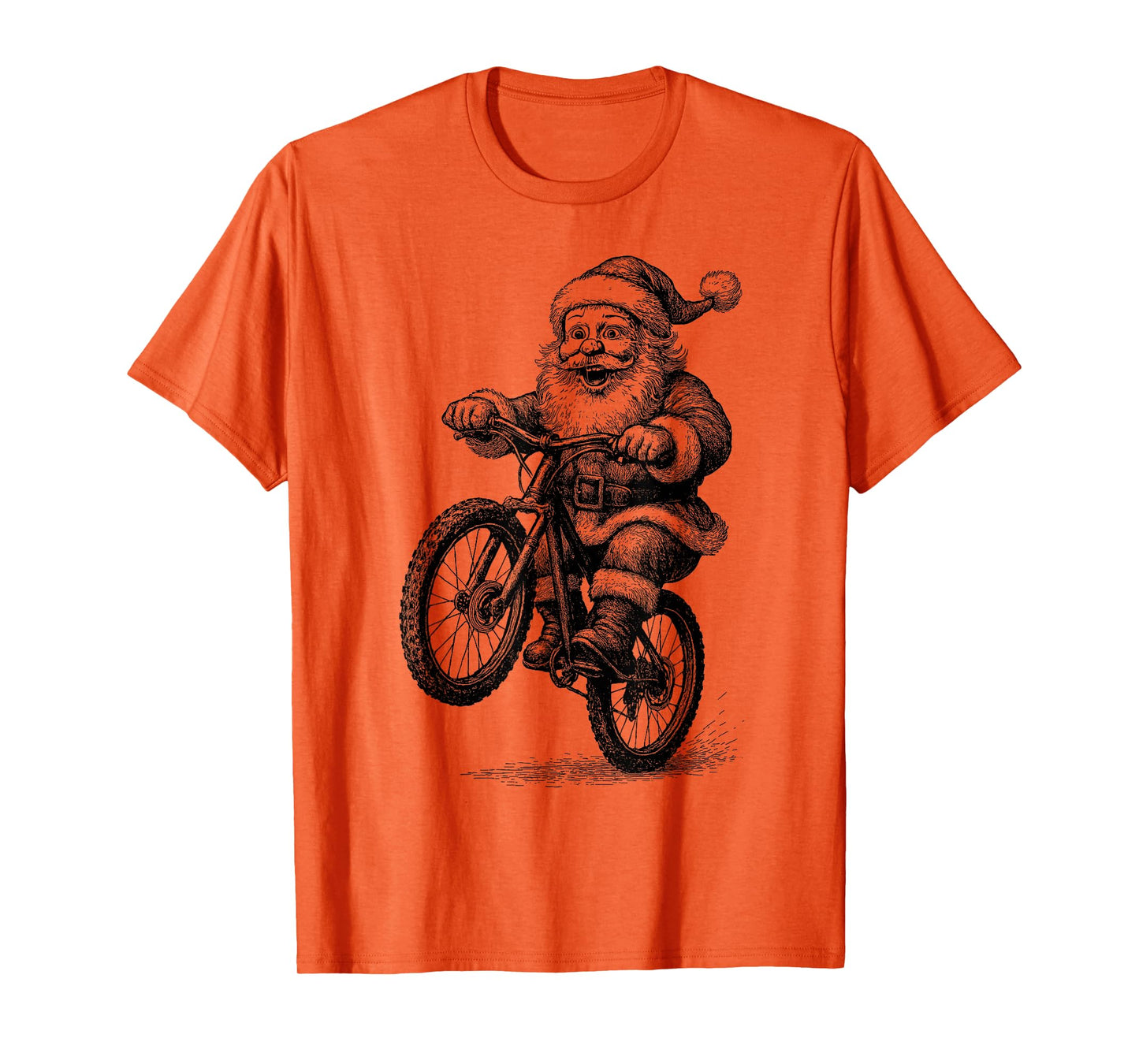 Vintage Kawaii Cute Santa Claus Riding Bicycle Cyclist T-Shirt