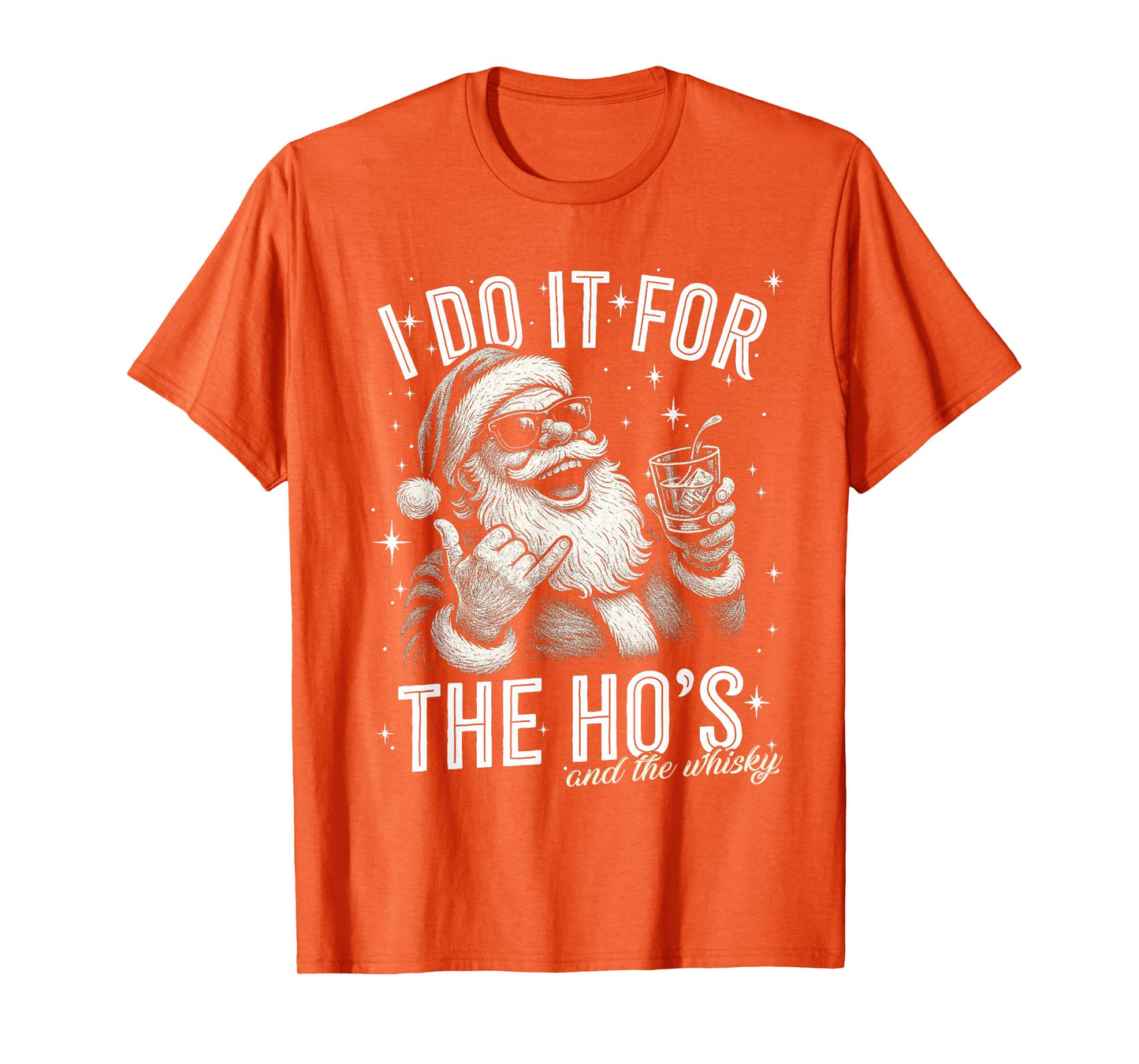 Funny, Gag, Christmas, Santa I Do It for The Ho's and Whisky T-Shirt