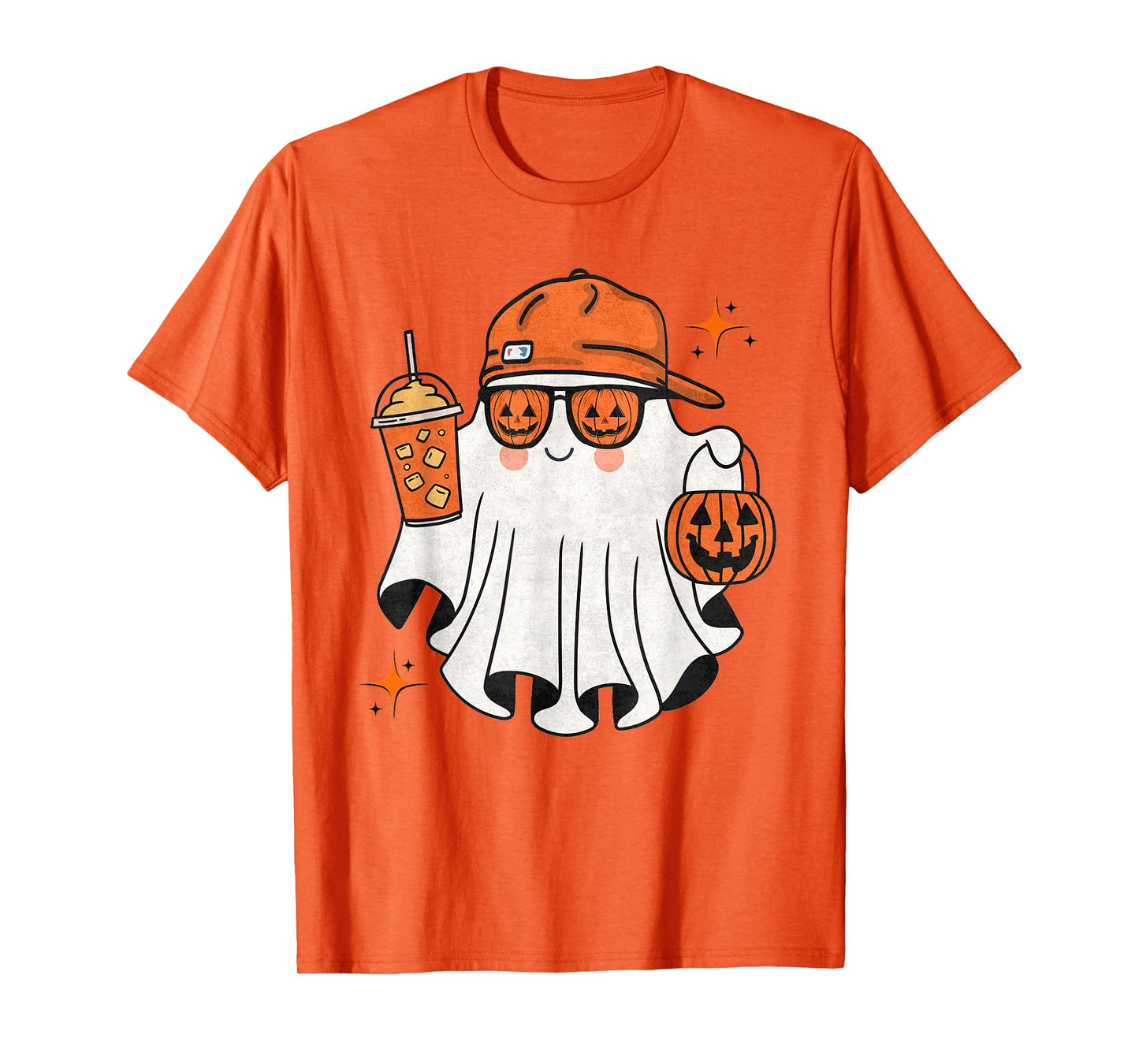 Funny Kids Halloween Boo Ghost Pumpkin Glasses Coffee Boys T-Shirt