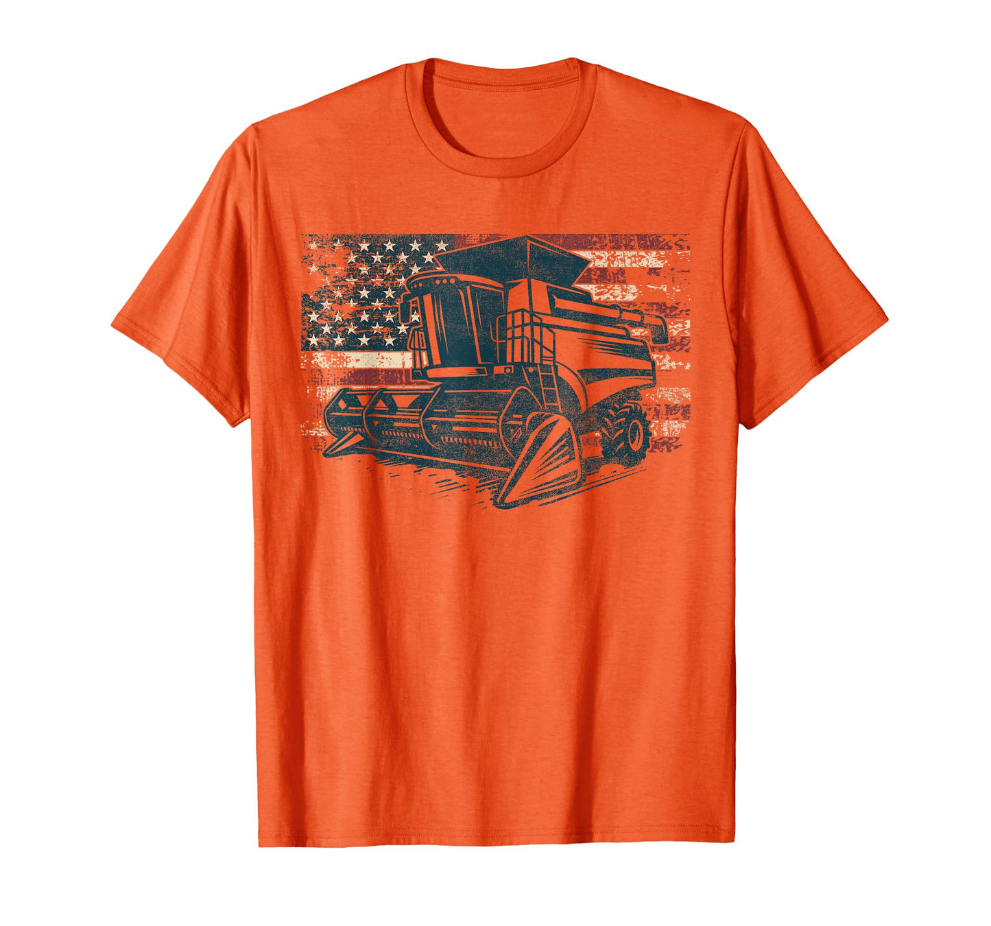 American Flag Combine Harvester Farming Patriotic Farmer T-Shirt