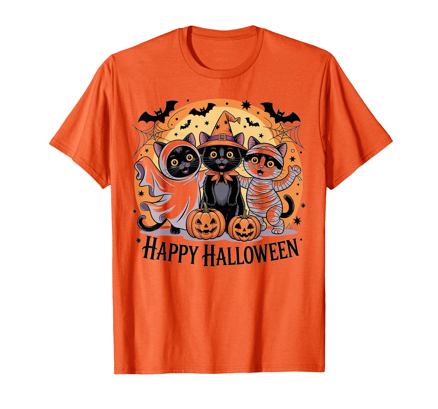 Funny Ghost Cat Lovers Witch Pumpkin Halloween Pet Owner T-Shirt
