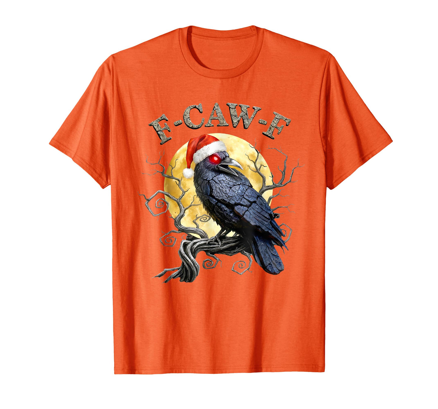 Funny Crow F-CAW-F Black Bird, Gothic Christmas Santa Hat T-Shirt