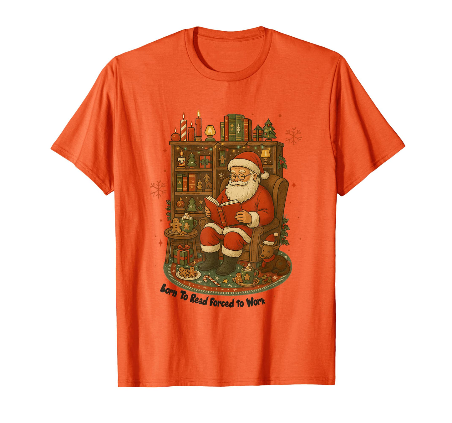 Vintage Funny Santa Reading Book Christmas Bookworm Xmas T-Shirt