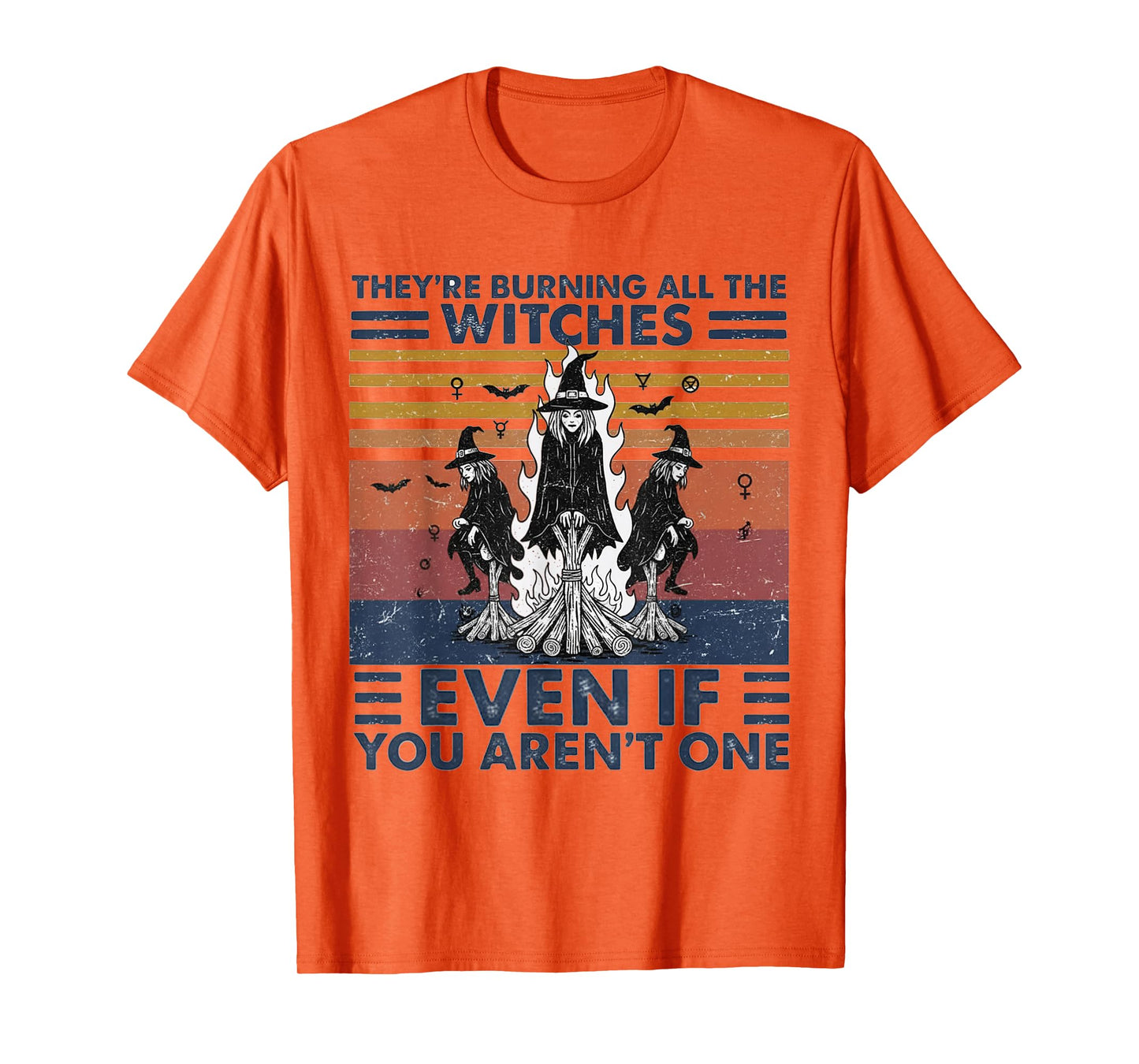 Vintage 70's They're Burning All The Witches Halloween Witch T-Shirt