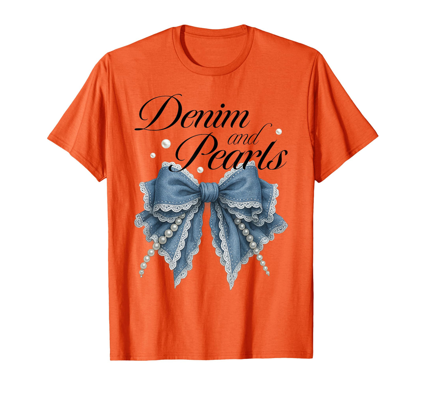 Denim And Pearls Coquette Bow Ladies Women T-Shirt
