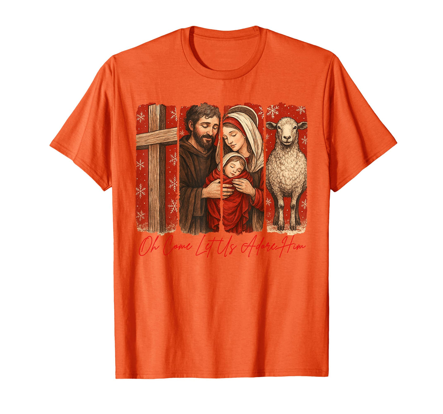 Jesus Christian Christmas Oh Comes Lets Us Adore Him T-Shirt