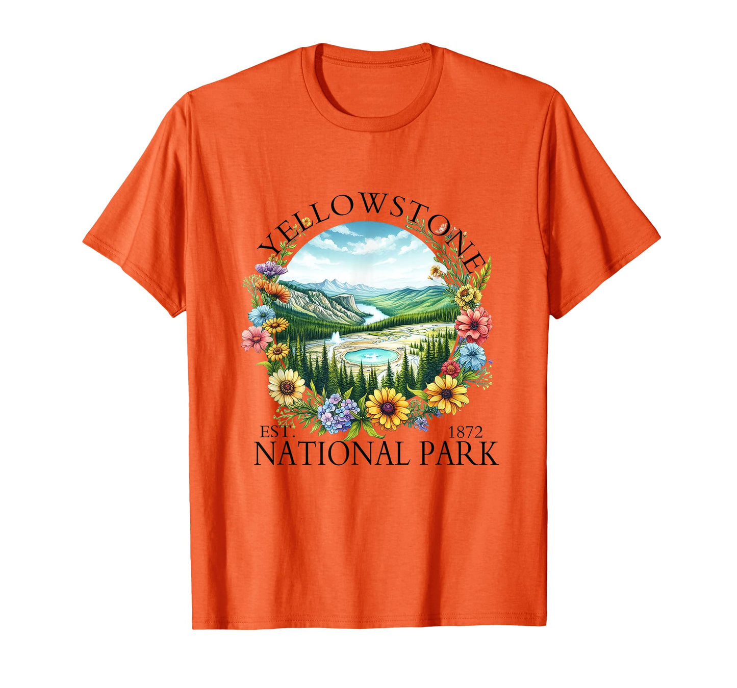 Floral Yellowstone National Park Hiking Camping Outdoor T-Shirt