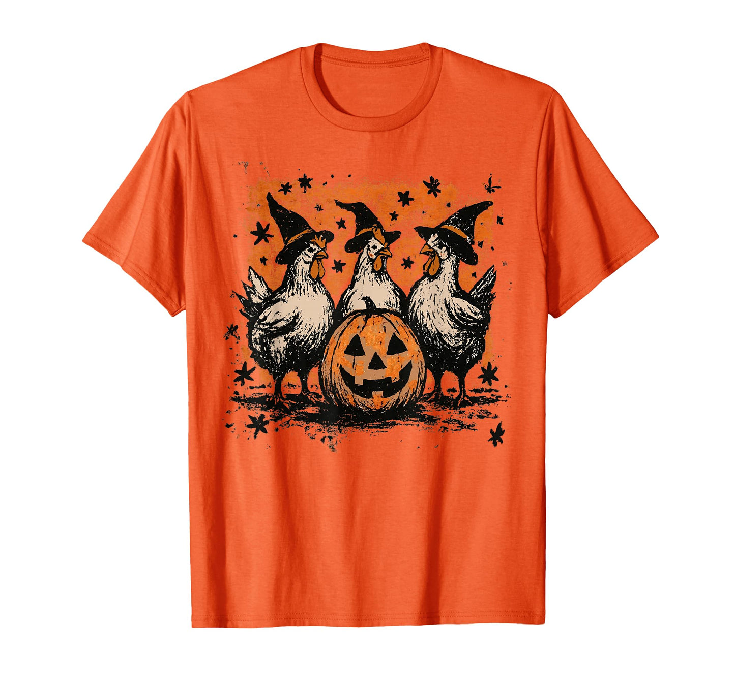 Pumpkin Chicken Witch Fall Retro Halloween Funny T-Shirt