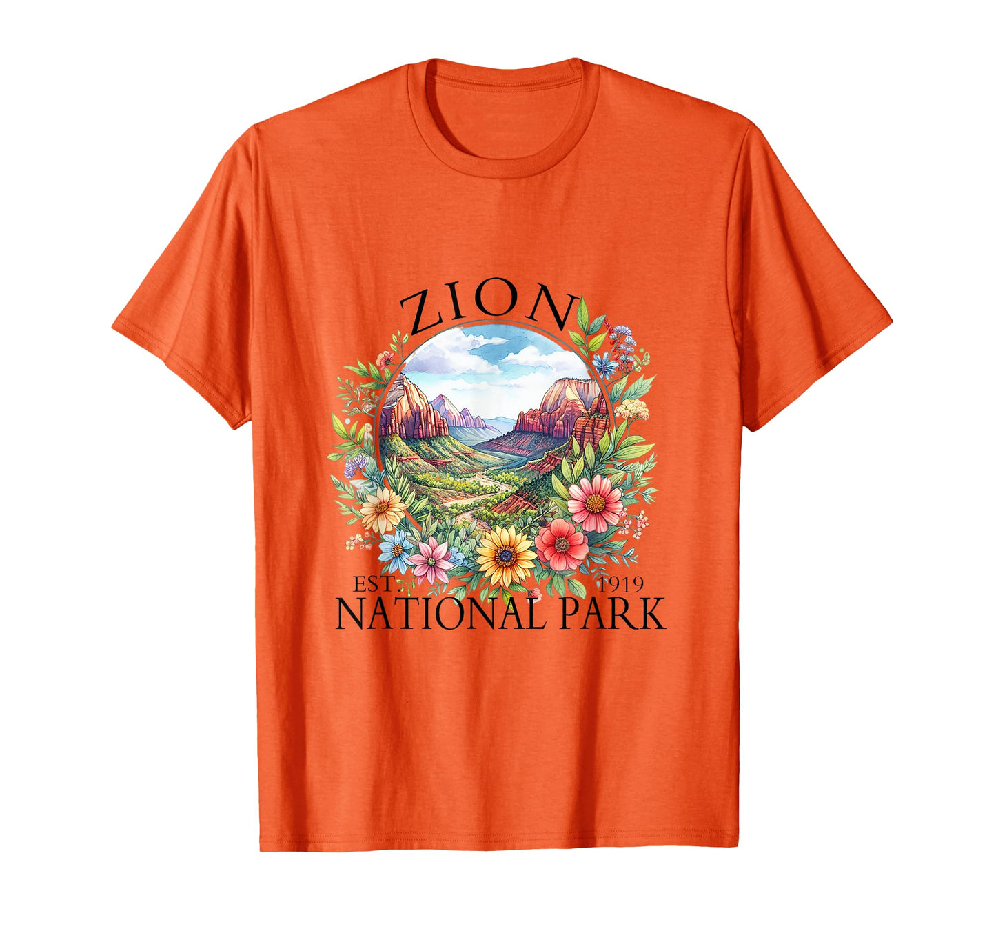 Retro Floral Zion National Park Hiking Camping Outdoor T-Shirt