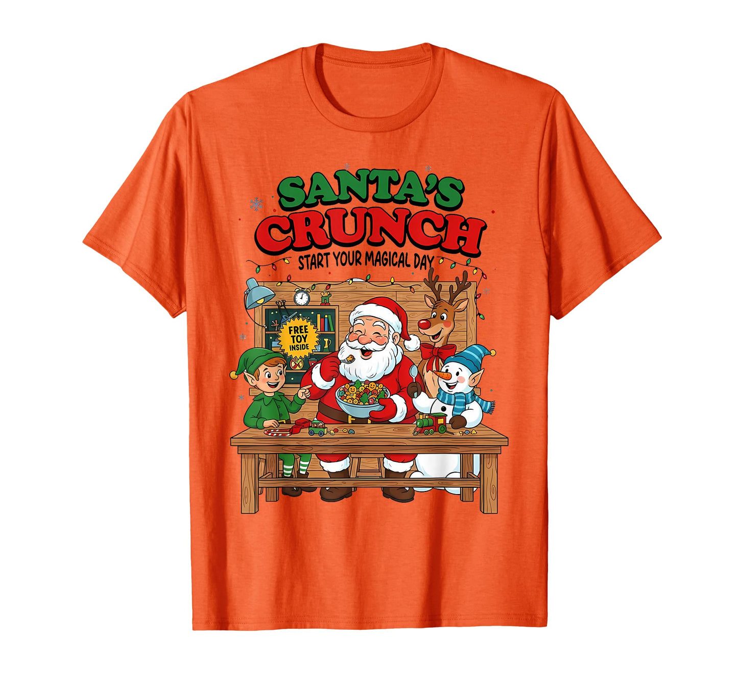Santa's Crunch Start Your Magical Day Funny Christmas 2025 T-Shirt