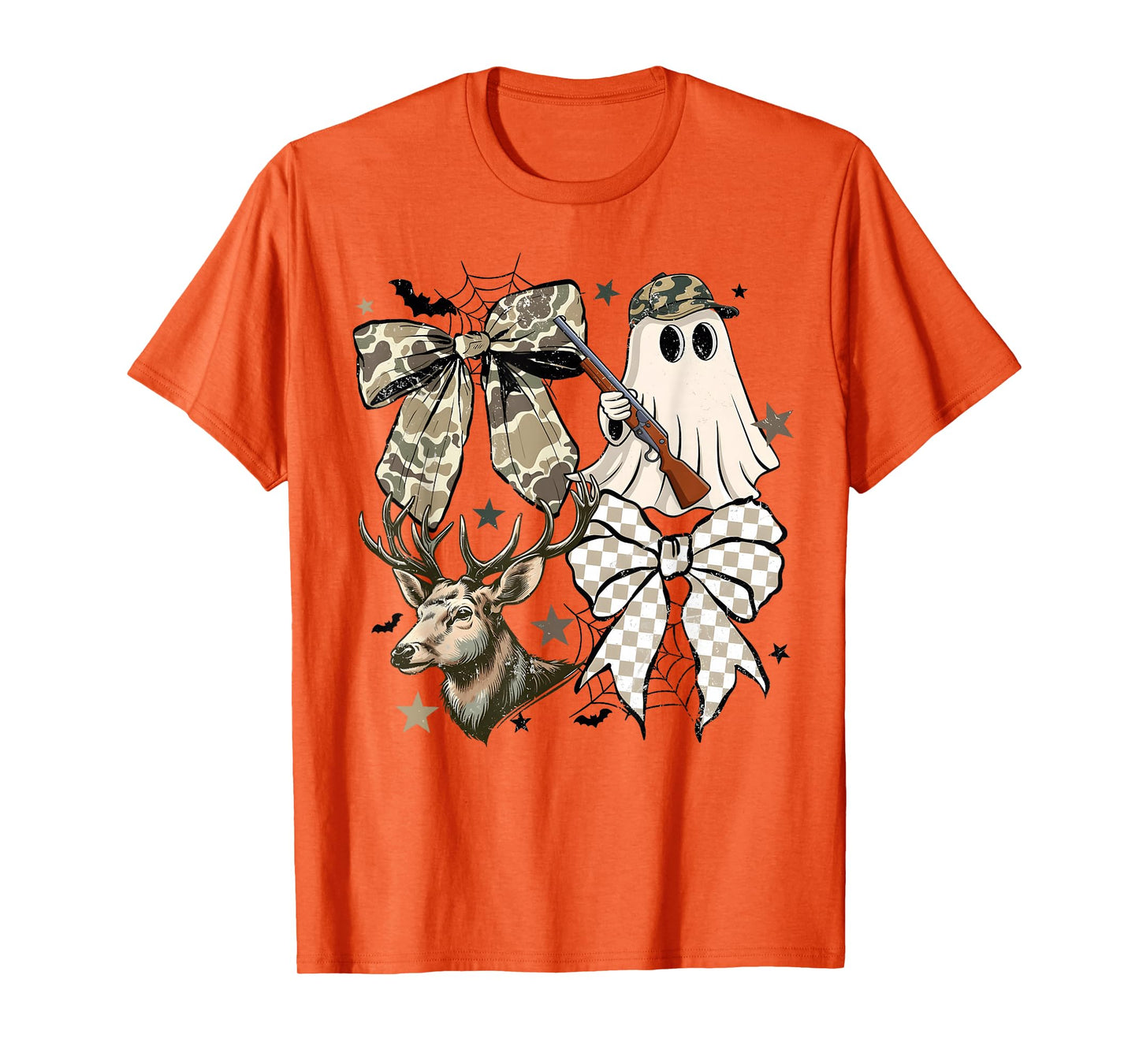 Camo Ghost Coquette Bow Camouflage Deer Hunting Girl Women T-Shirt