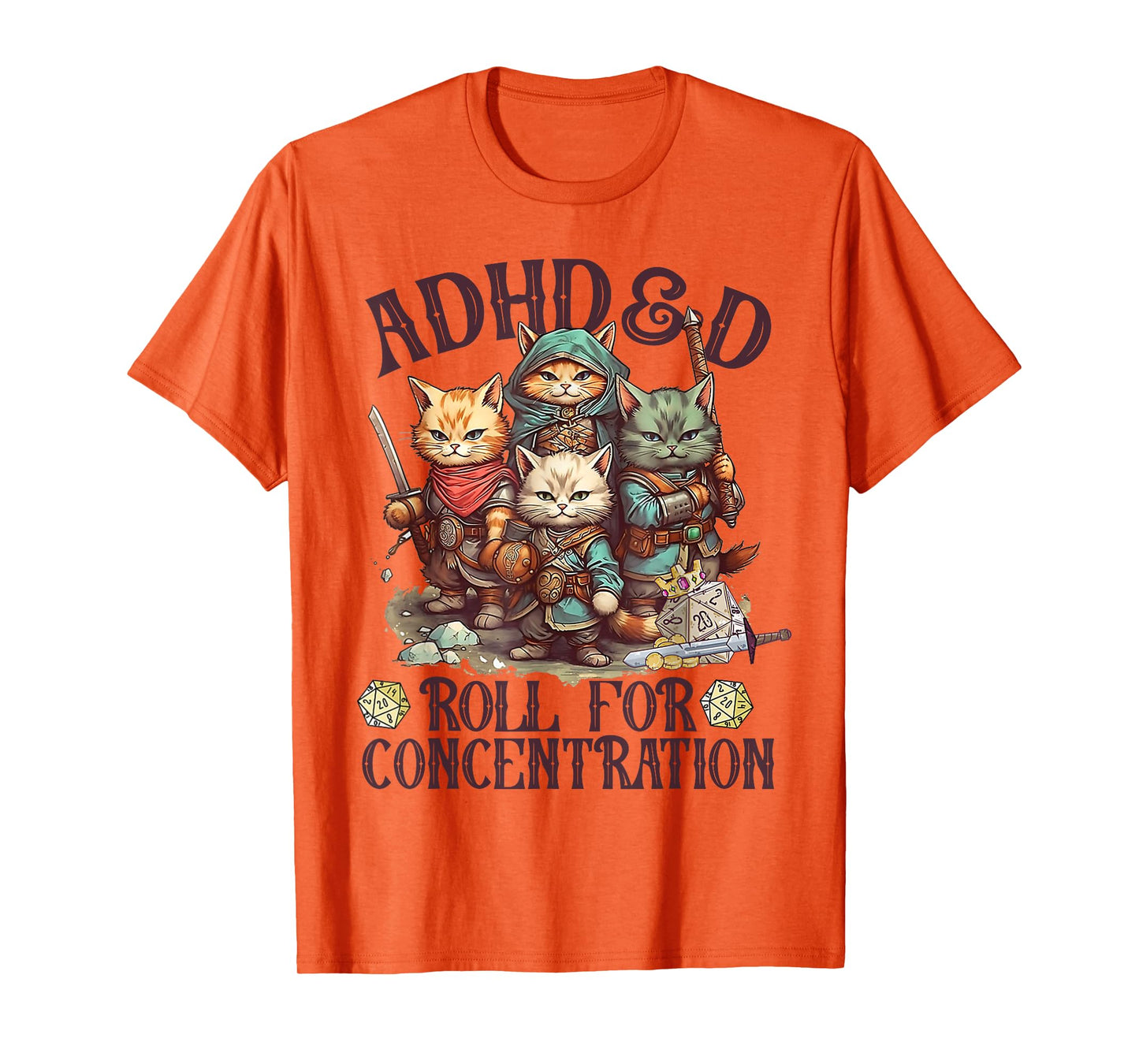 ADHD&D Roll For Concentration Lovely Gamers Vintage ADHD&D T-Shirt