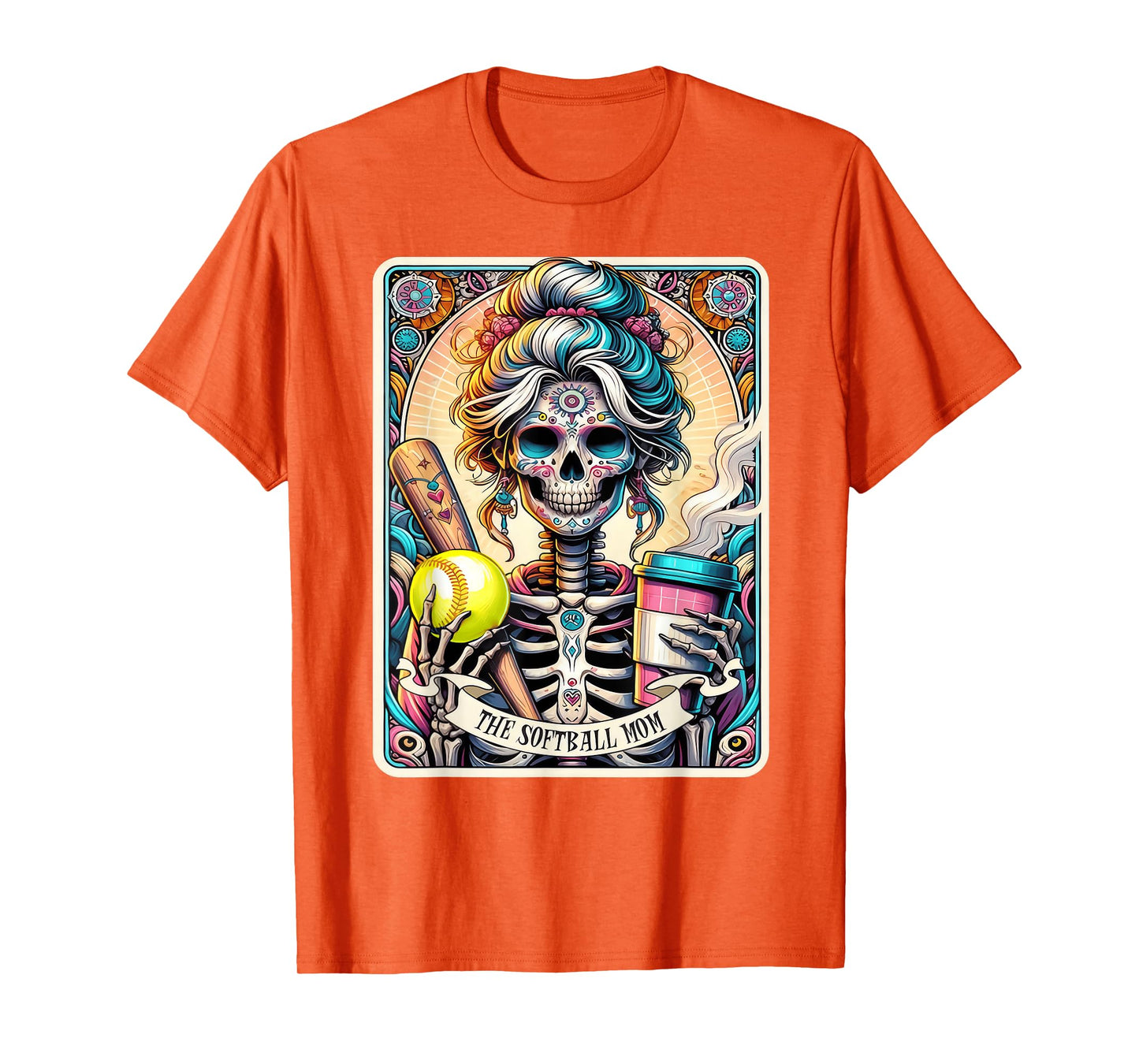 Softball Mom Tarot Card Skeleton Vintage Funny T-Shirt