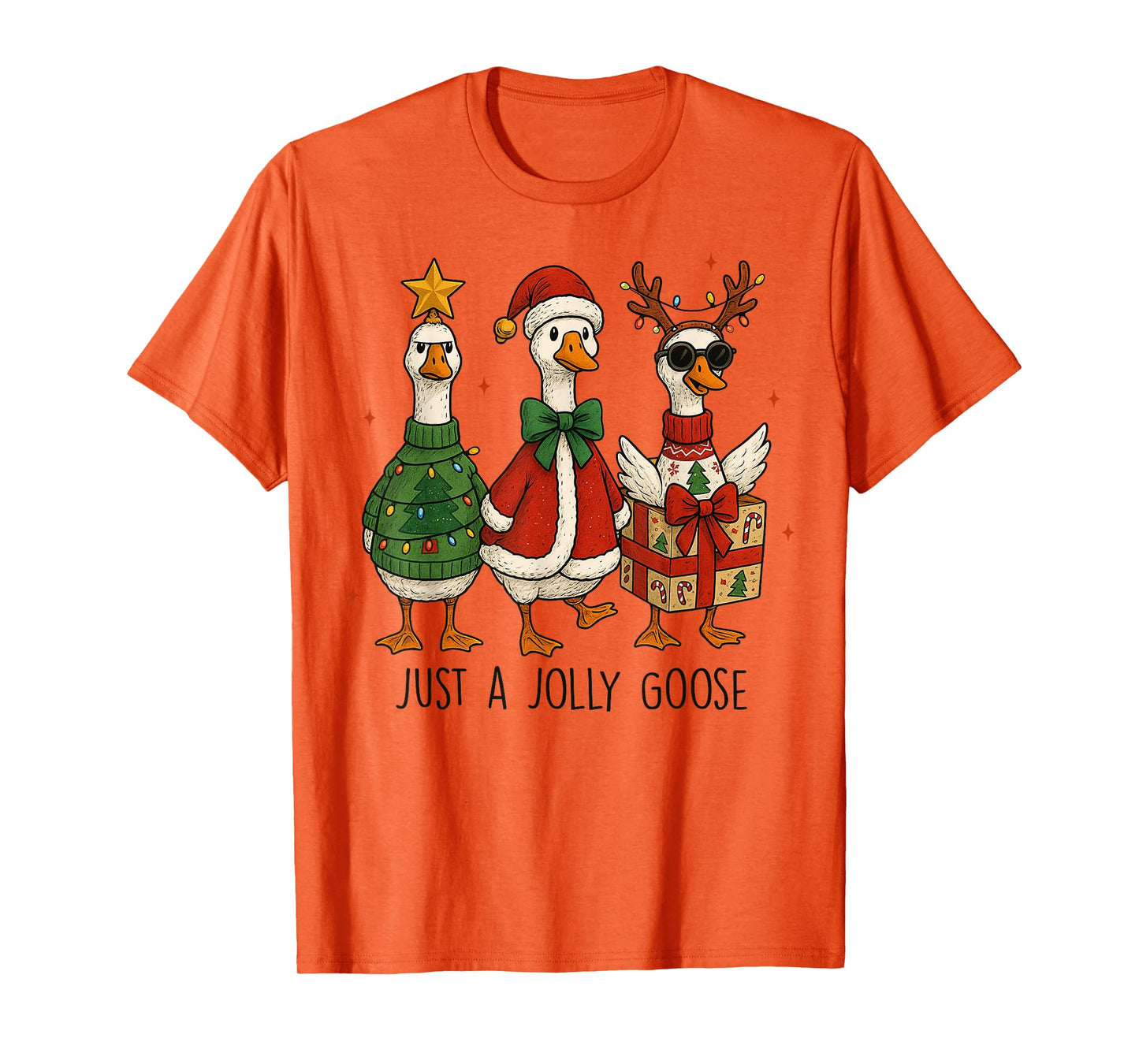 Just A Jolly Cute Goose Santa Merry Goosemas Christmas Xmas T-Shirt