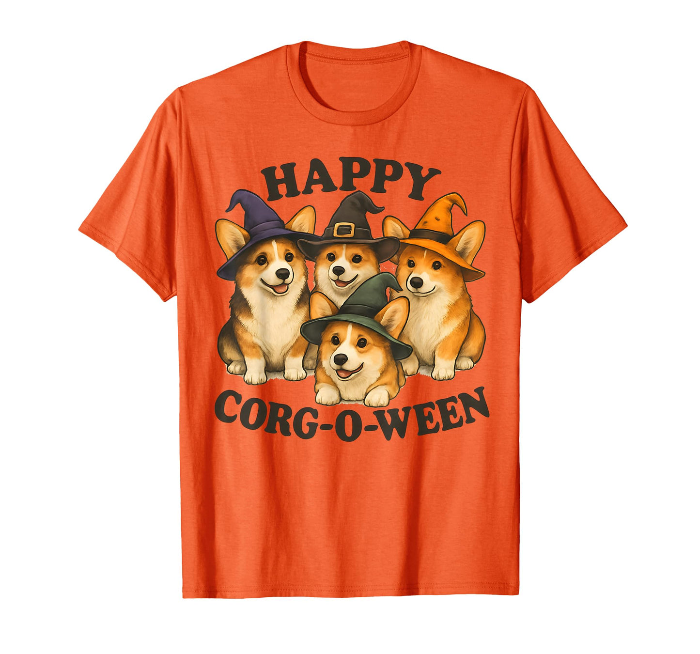 Cute Halloween Corgi Witch Pack Funny Dog Design Mom Dad Kid T-Shirt