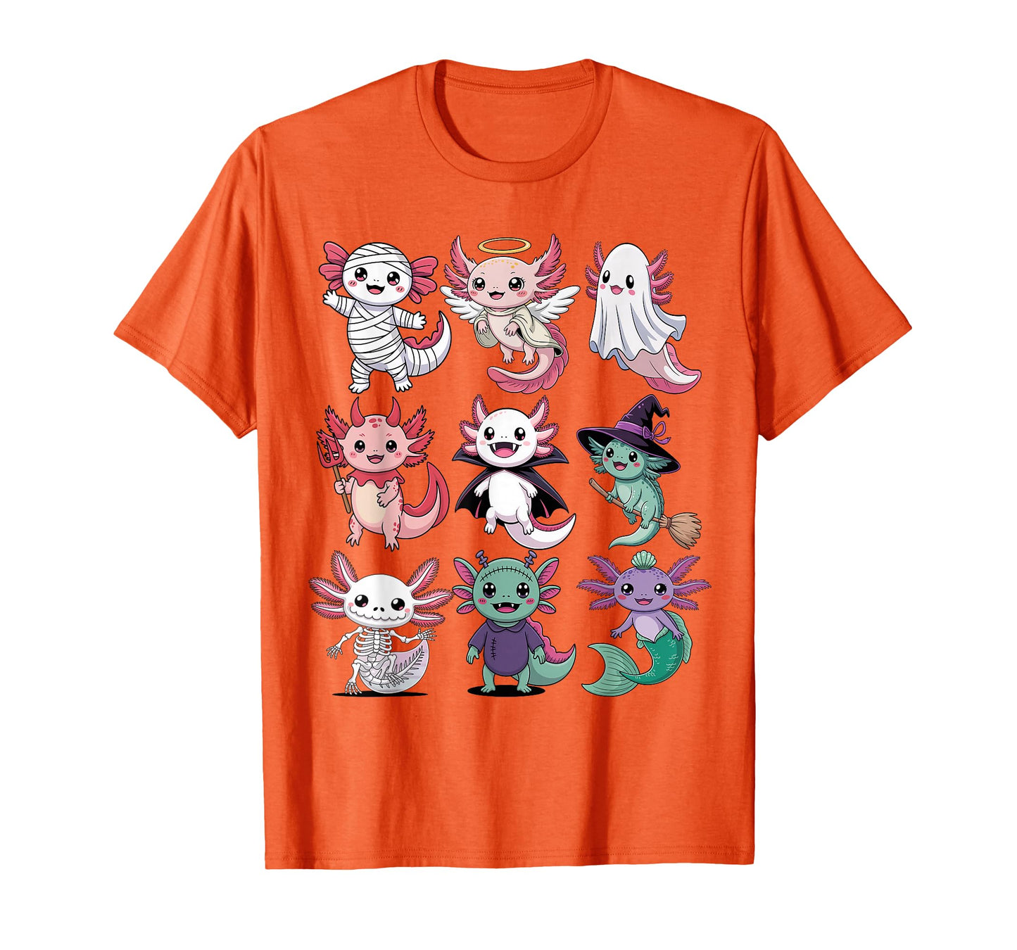 Halloween Axolotl T-Shirt - Cute Spooky Axolotls Costume T-Shirt