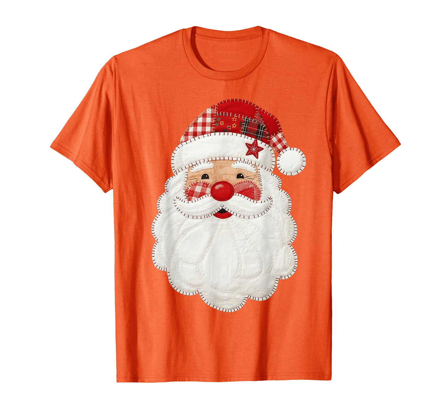 Cute Patchwork Santa Claus Christmas Xmas Men Women Kid Gift T-Shirt