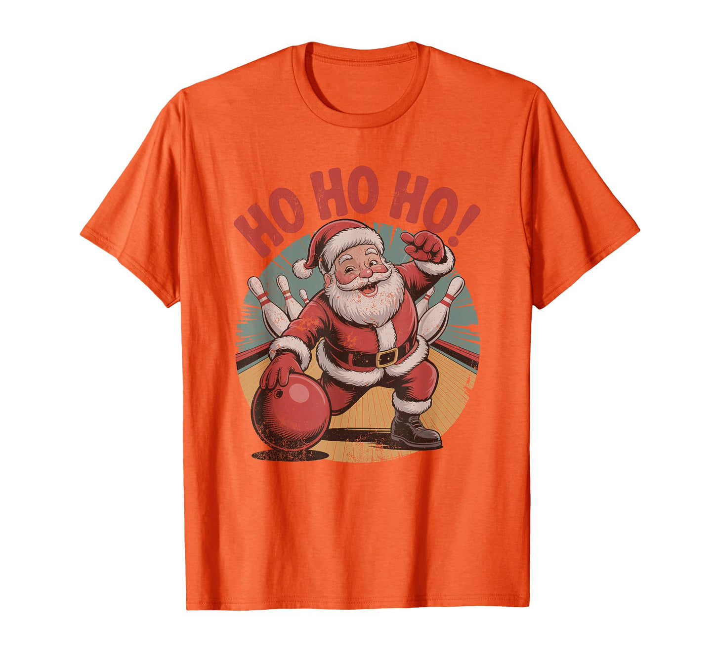 Vintage Santa Playing Bowling Retro Christmas Holiday Sports T-Shirt