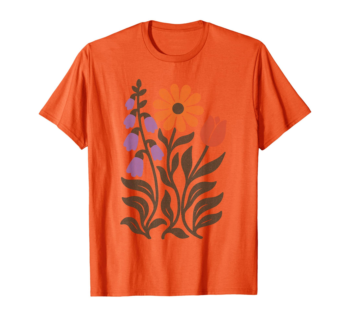 Boho Floral Foxglove Daisy Tulip Subtle Distressed Vintage T-Shirt