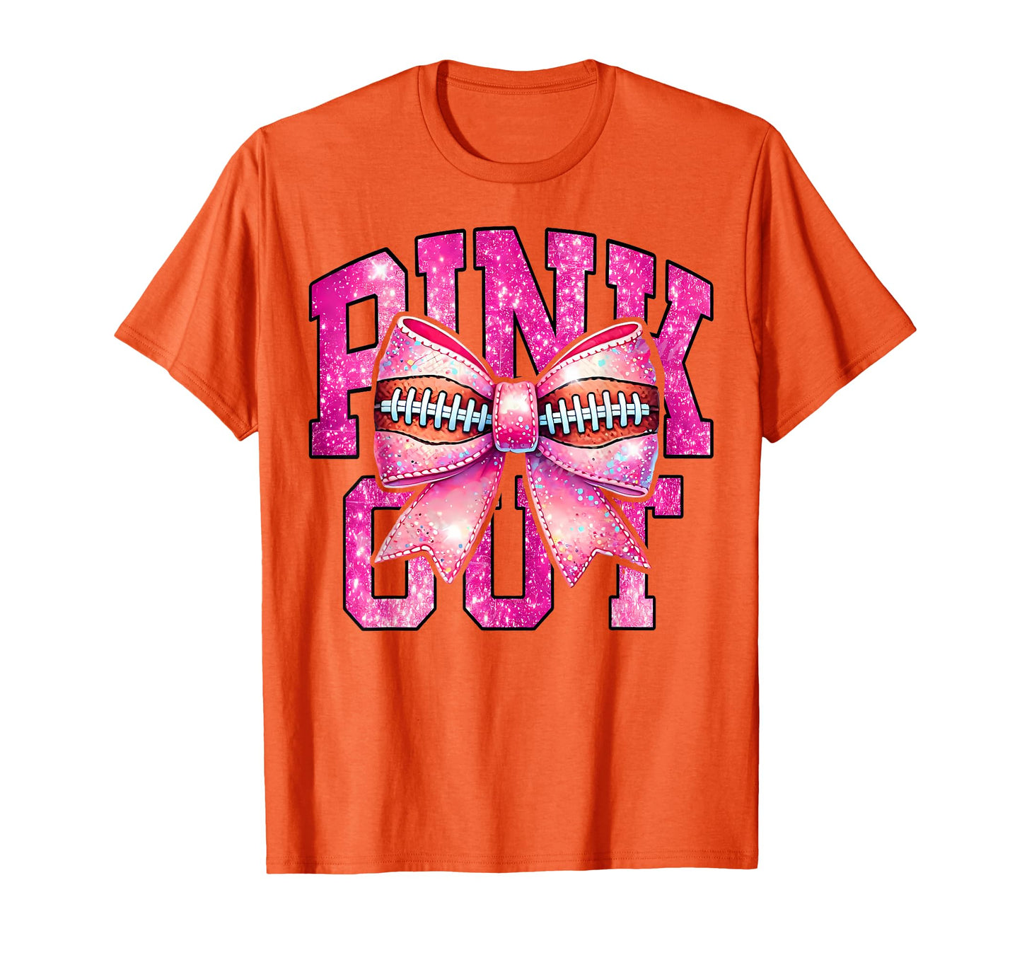 Pink Out Football Coquette Bow Tackle Breast Cancer Game Day T-Shirt