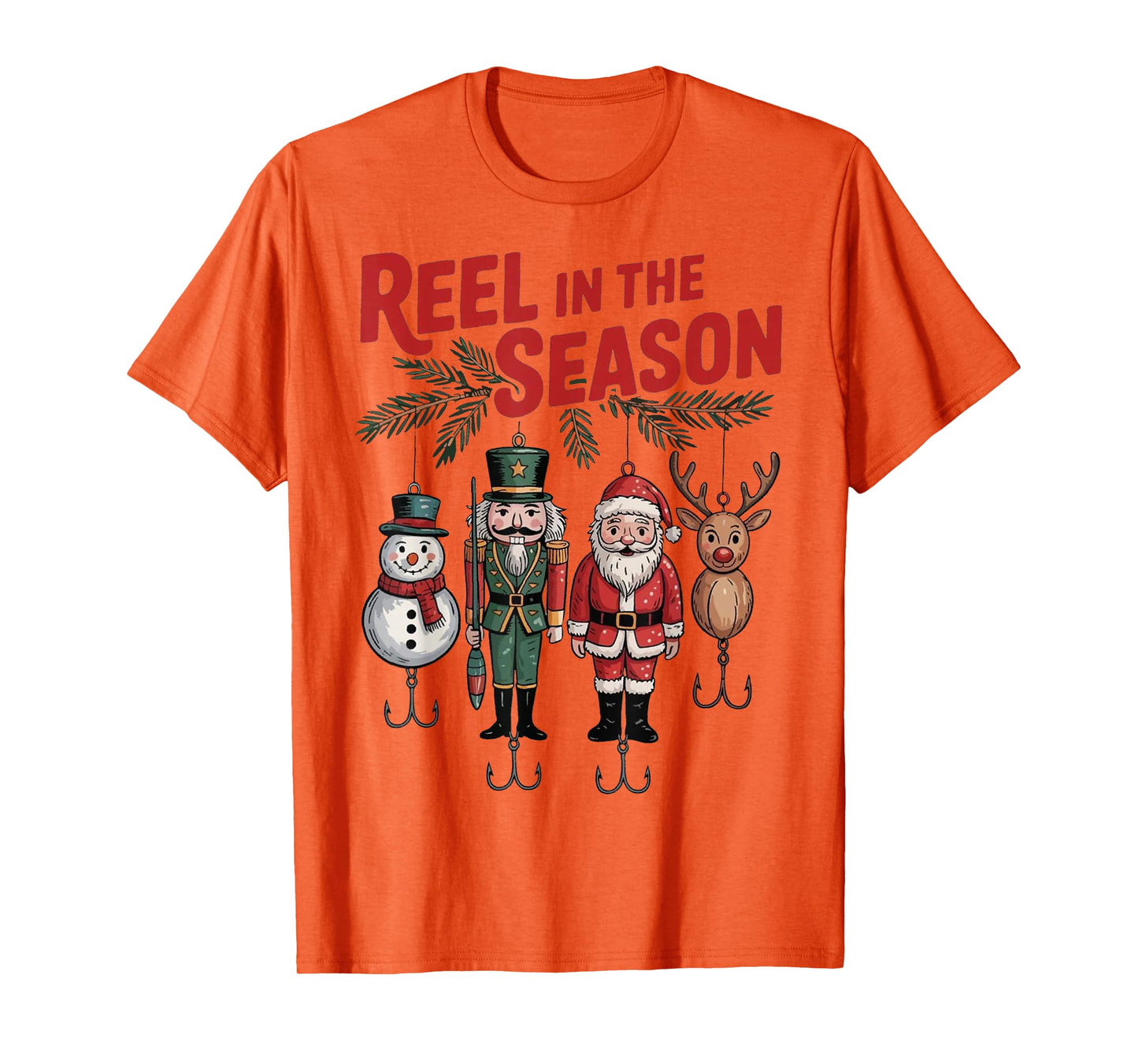 Funny Fisherman Christmas Santa Fishing Reel in The Season T-Shirt