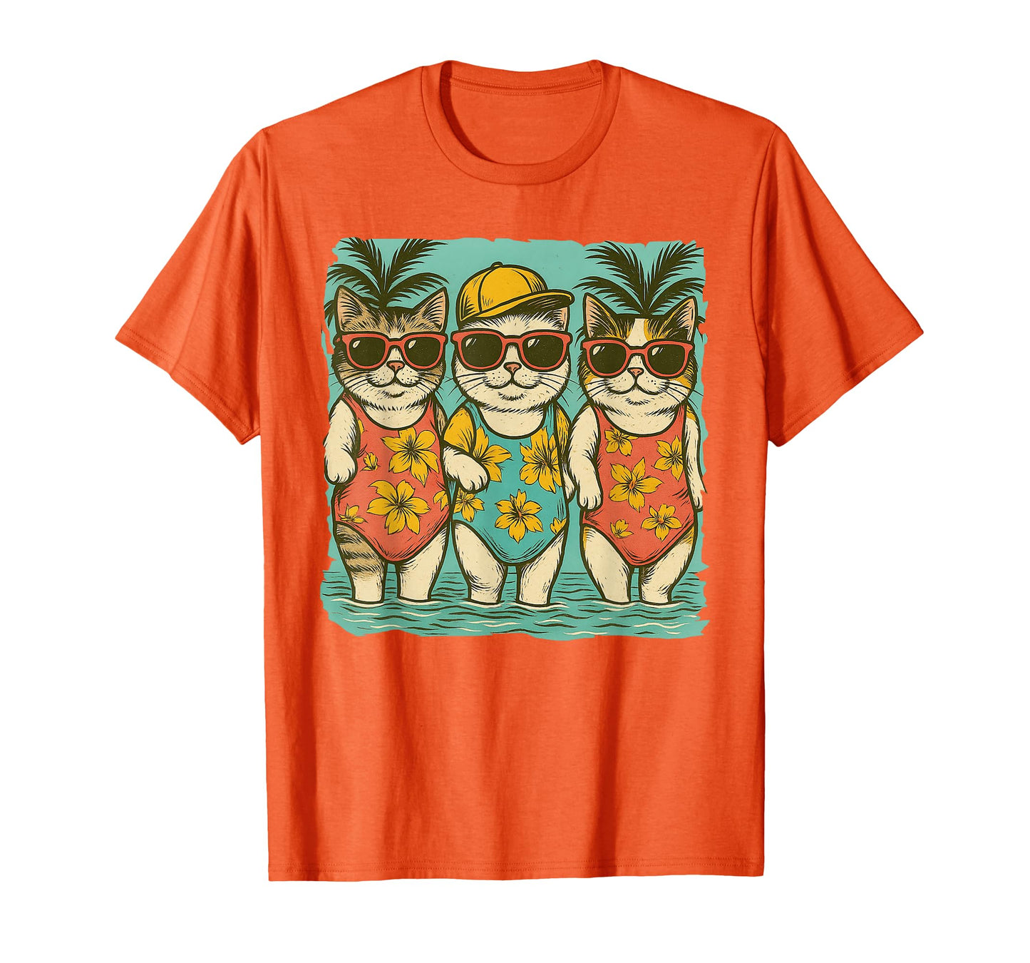 Vintage Swimsuit Cat Funny Summer Vacation Girly Beach Trip T-Shirt