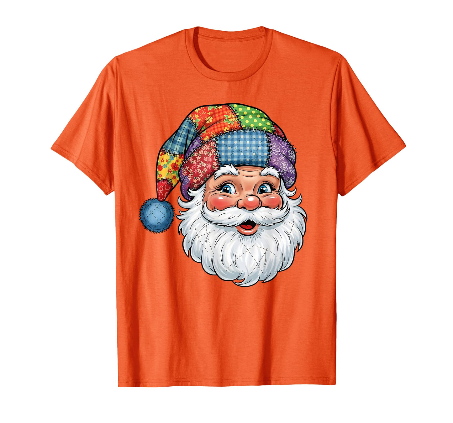 Merry Christmas Patchwork Santa Claus Face X-mas Holiday T-Shirt
