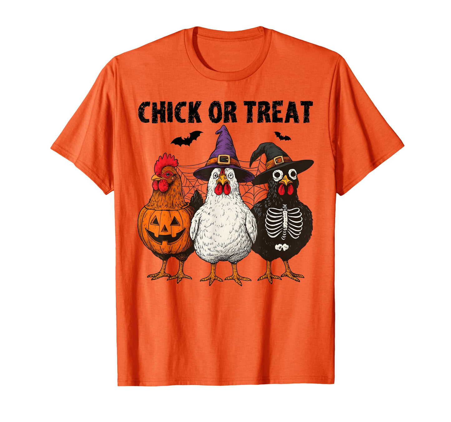 Chick Or Treat Funny Halloween Pumpkin Ghost Spooky Chicken T-Shirt