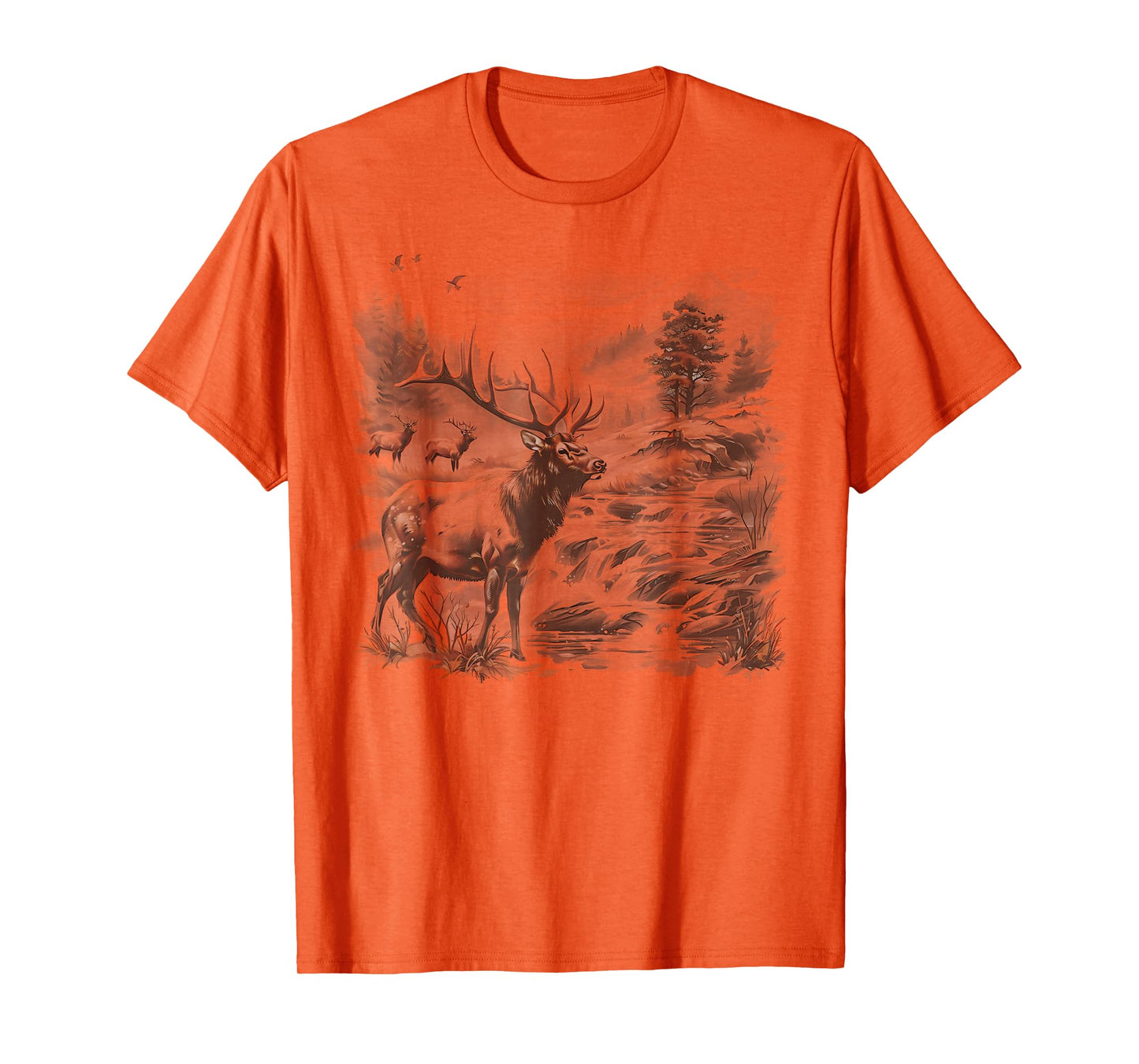 Vintage Bull Elk Deer Buck Wilderness Scene Elk Nature Kids T-Shirt