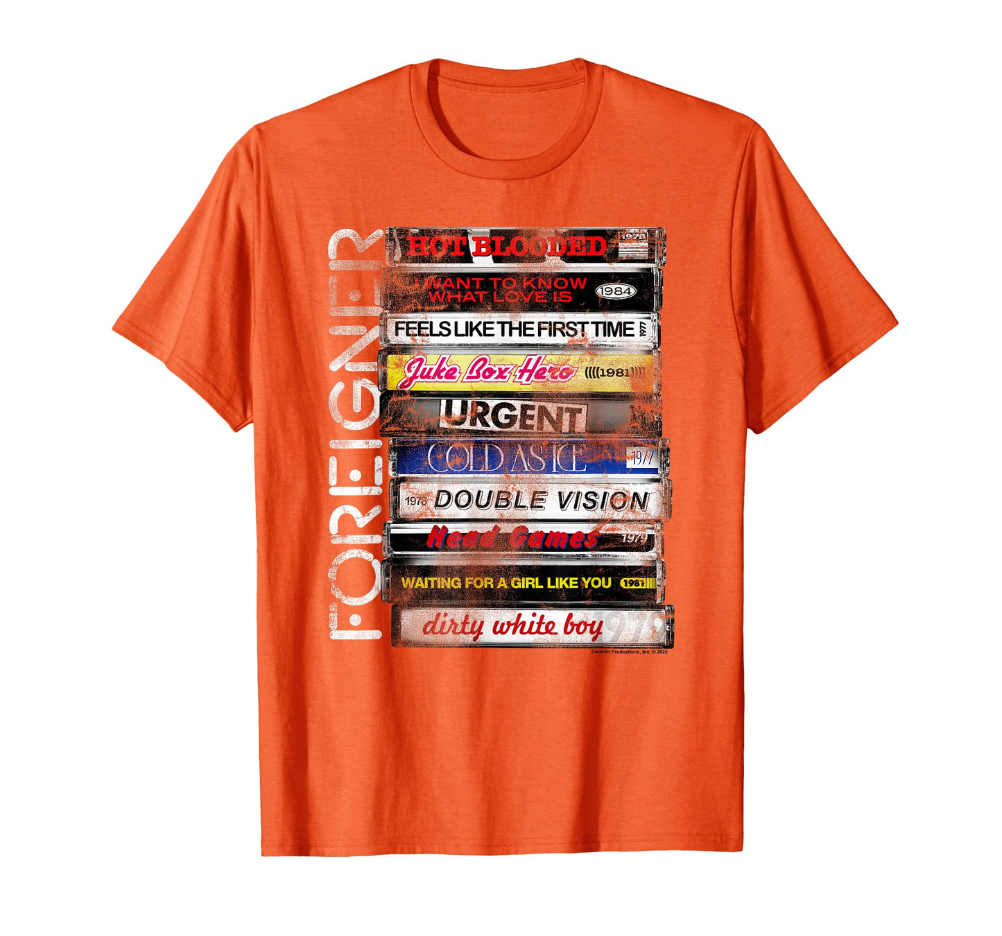 Foreigner Classic Hits Cassette Boxes Stacked Distressed T-Shirt