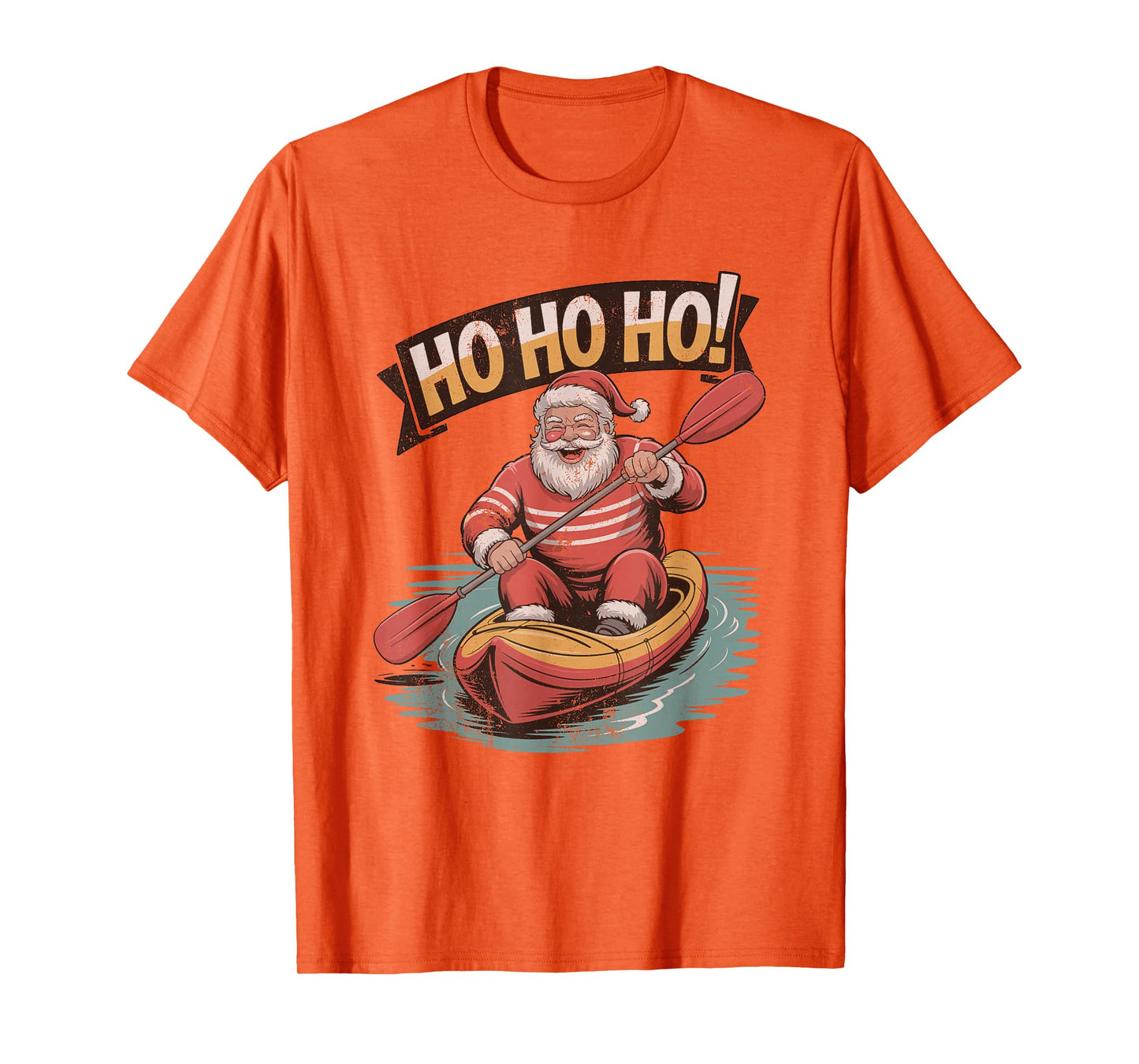 Vintage Santa Kayaking Retro 90s Christmas Holiday Sports T-Shirt