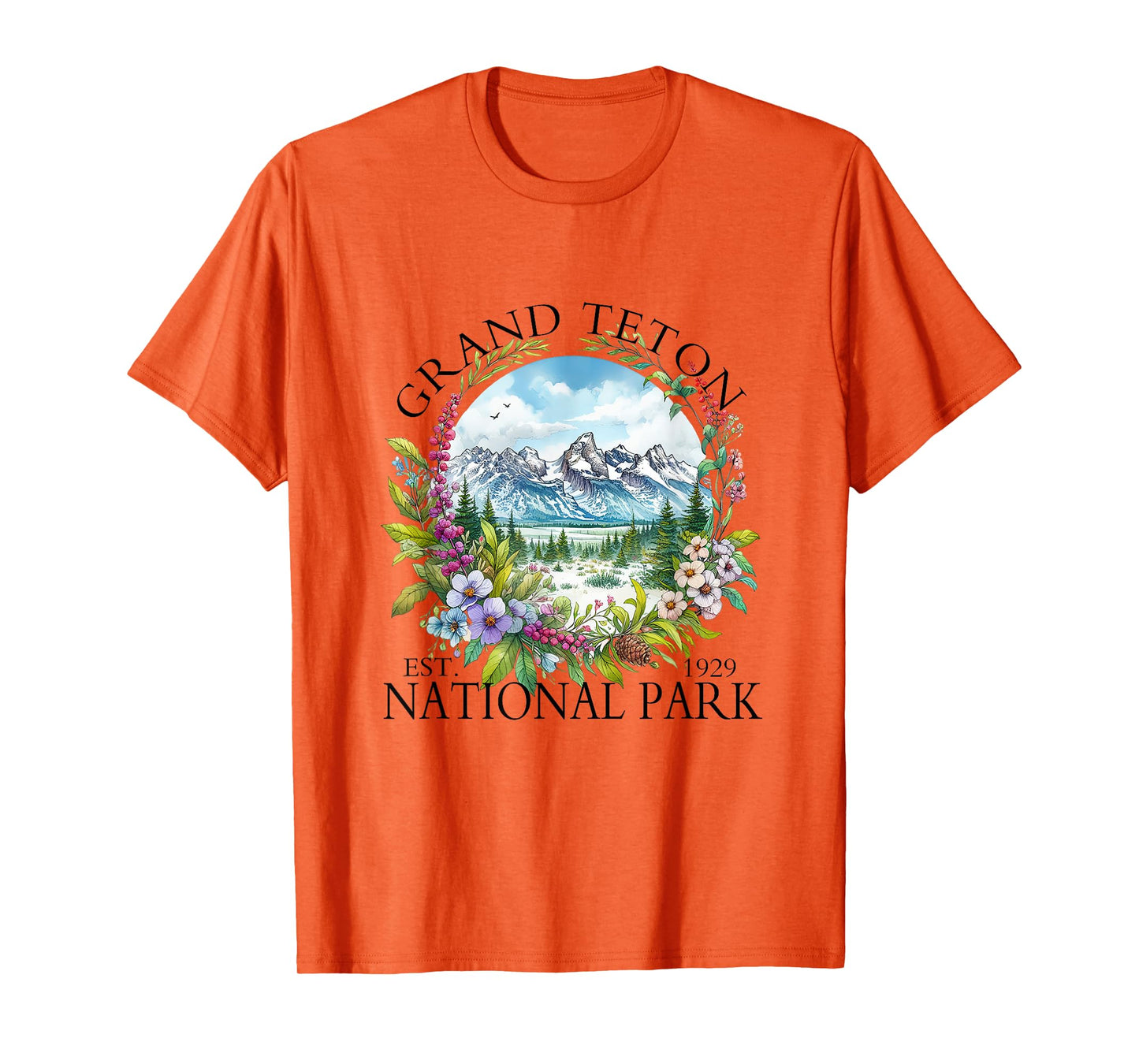 Floral Grand Teton National Park Hiking Camping Outdoor T-Shirt