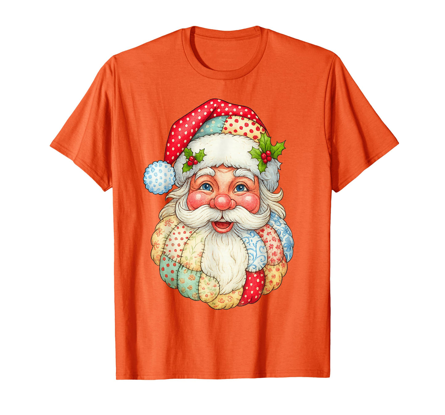 Cute Patchwork Santa Claus Christmas Xmas Men Women Kid Gift T-Shirt