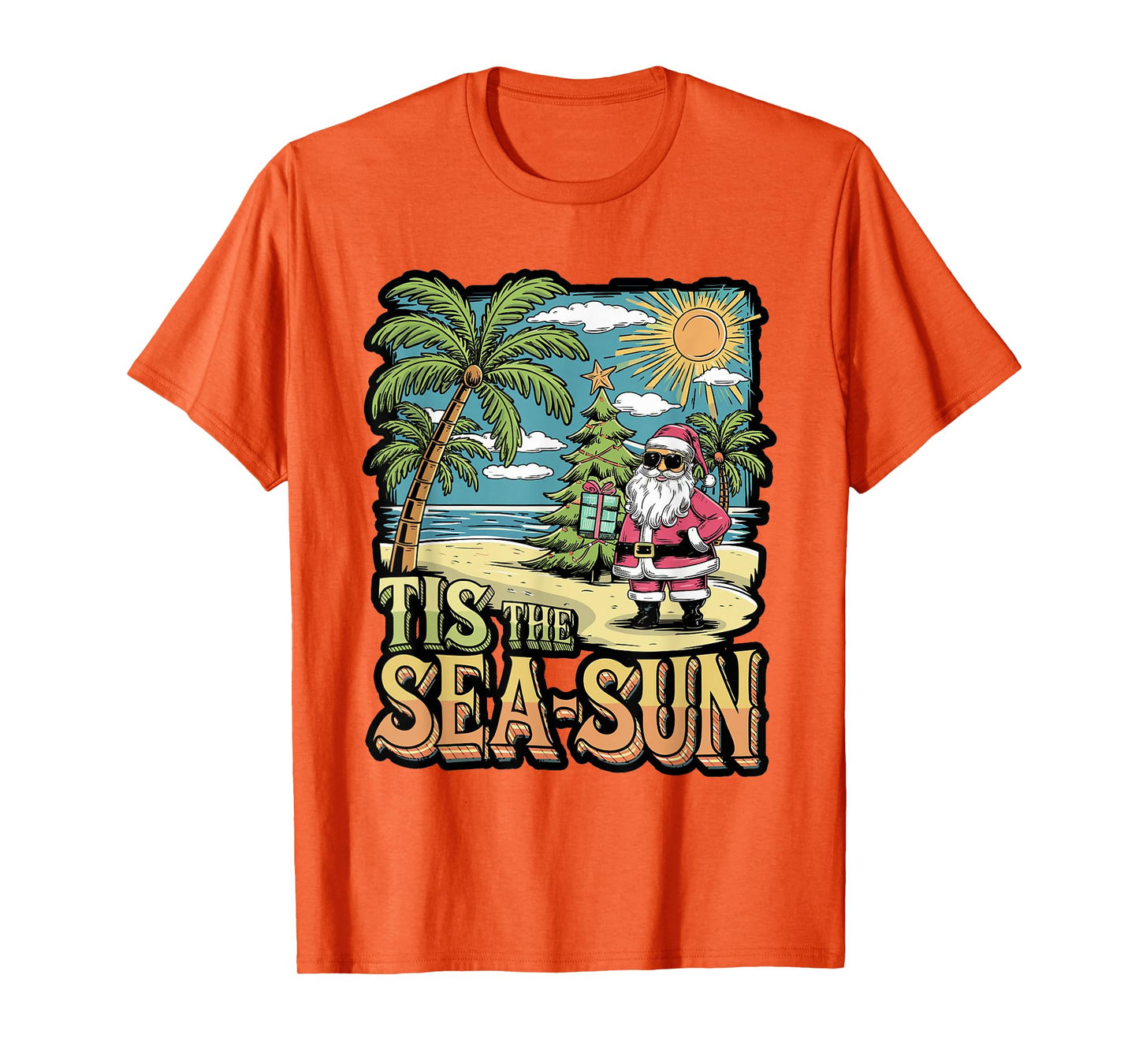 Tis The Sea-Sun Funny Beach Christmas Pun T-Shirt
